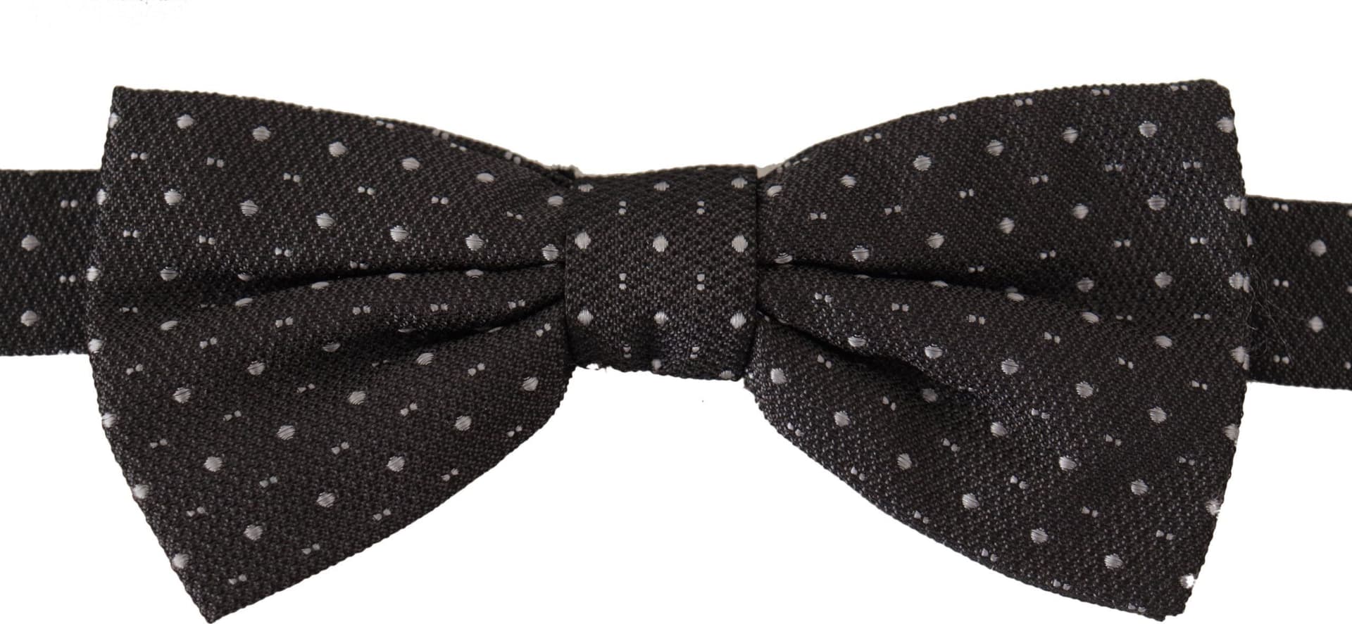 Gray Polka Dot 100% Silk Neck Papillon Tie - 2