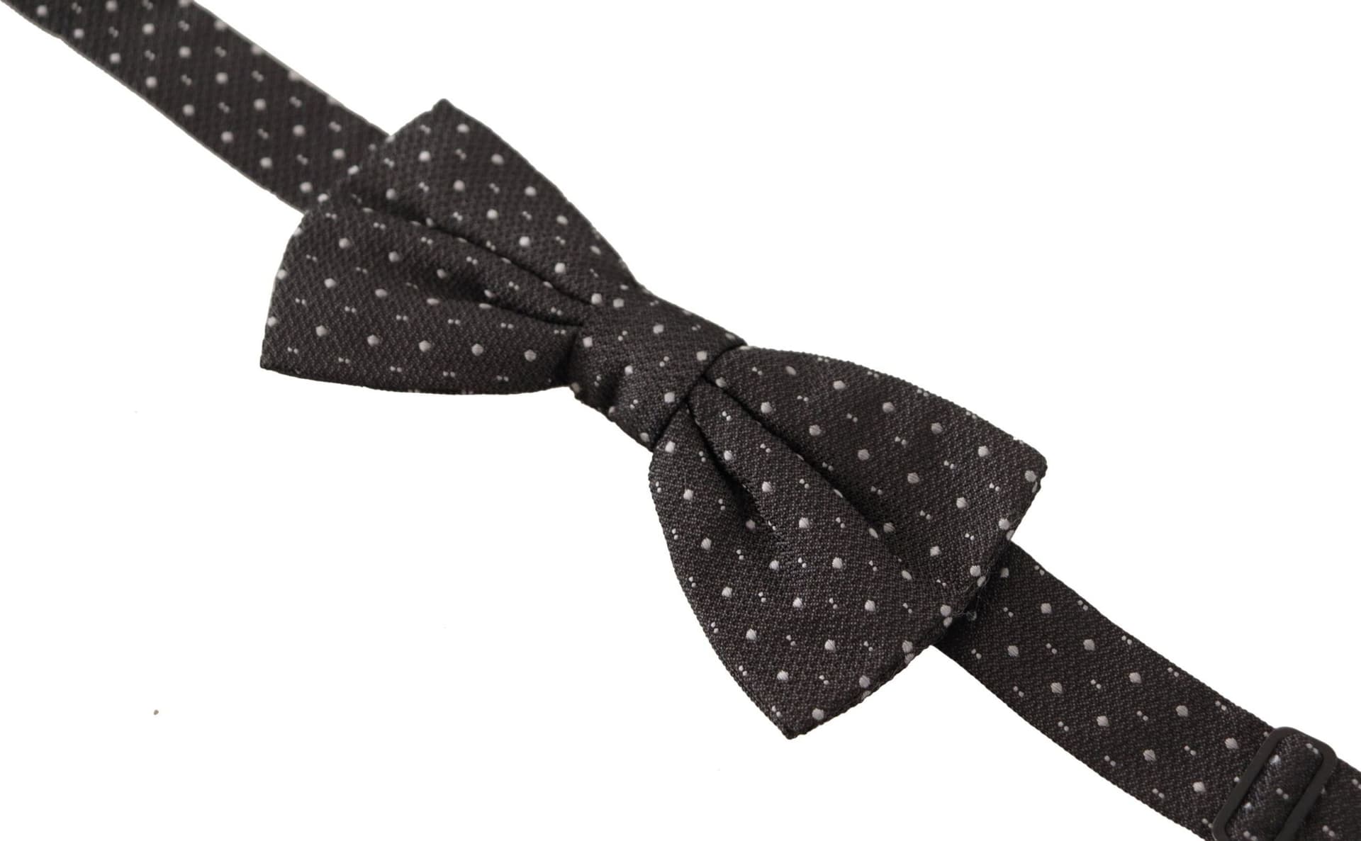 Gray Polka Dot 100% Silk Neck Papillon Tie - 3