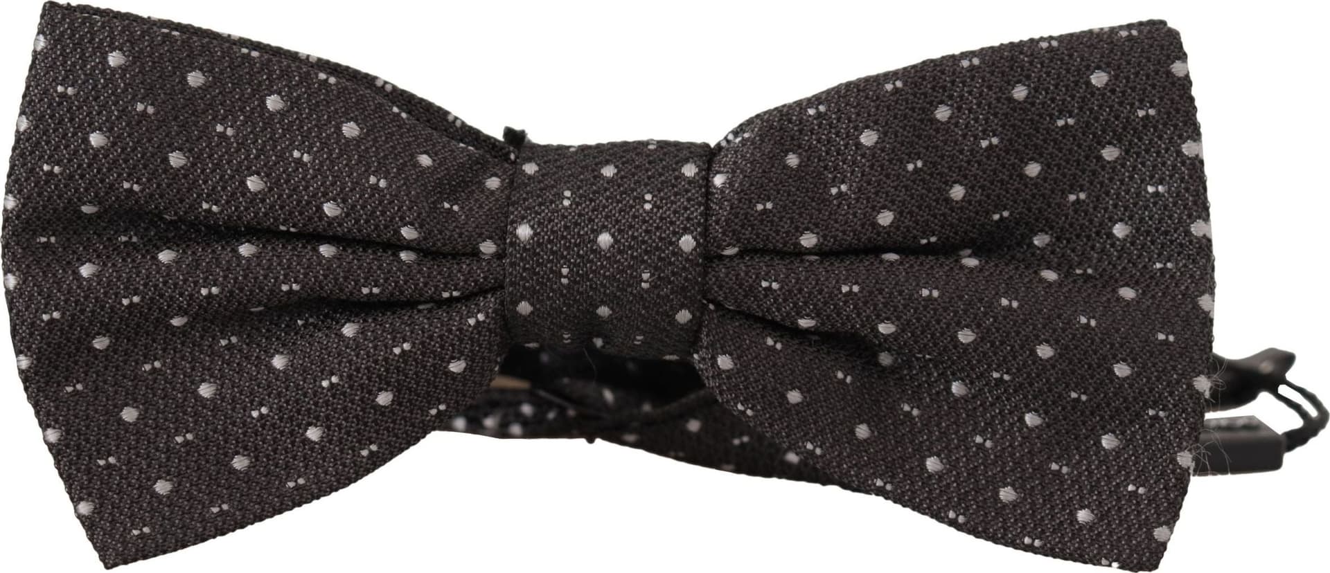 Gray Polka Dot 100% Silk Neck Papillon Tie - 4