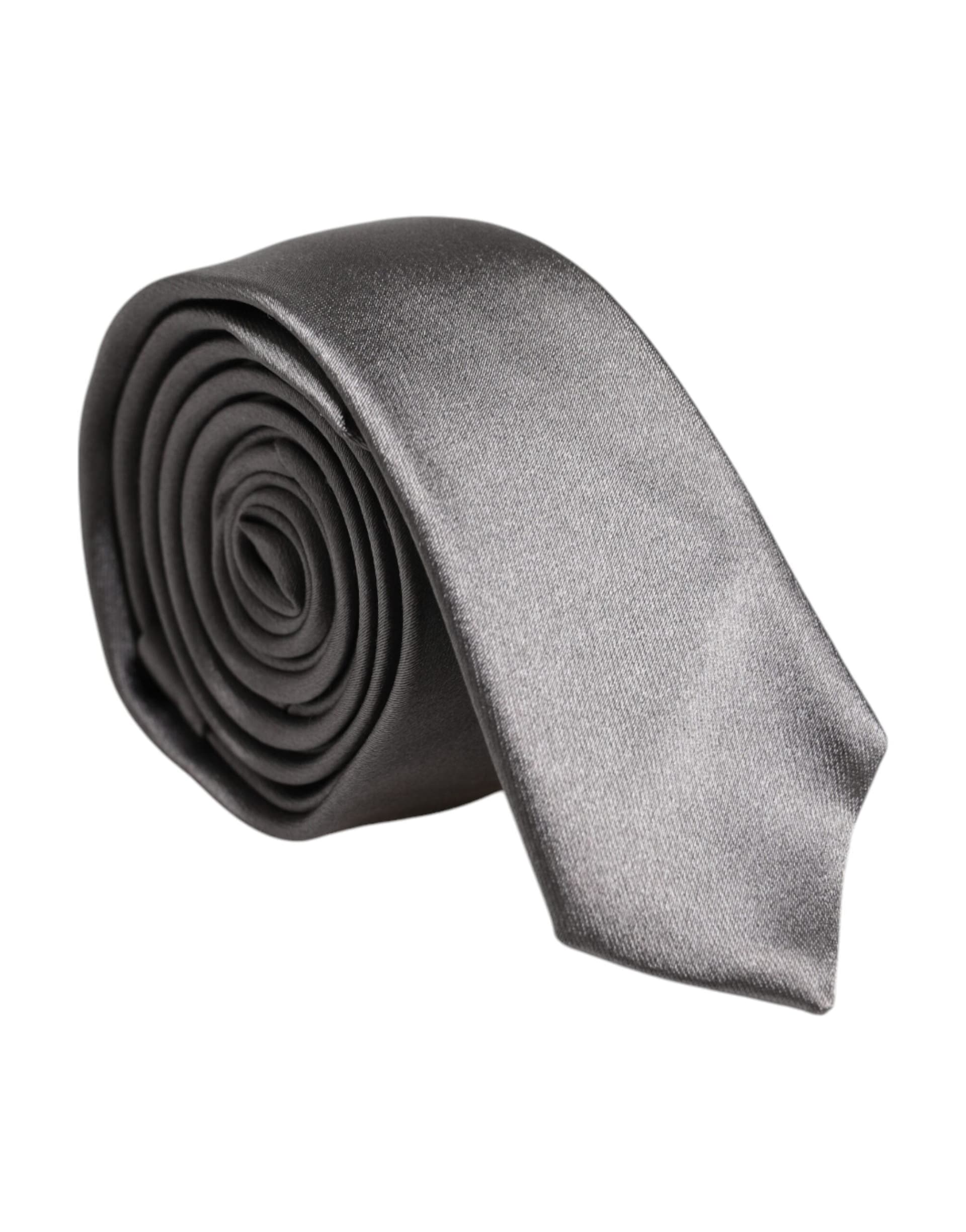 Metallic Silver Silk Adjustable Necktie Tie - 2