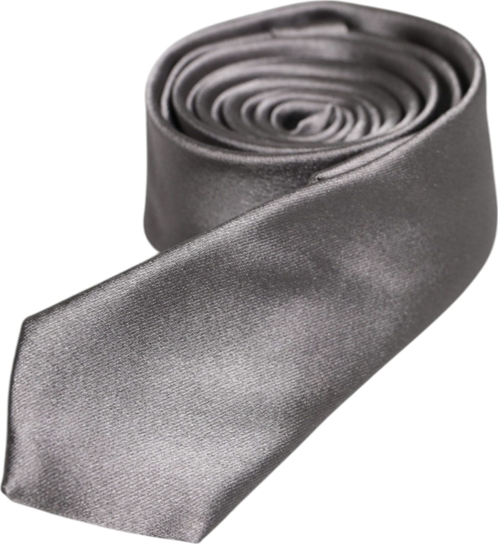 Metallic Silver Silk Adjustable Necktie Tie - 3