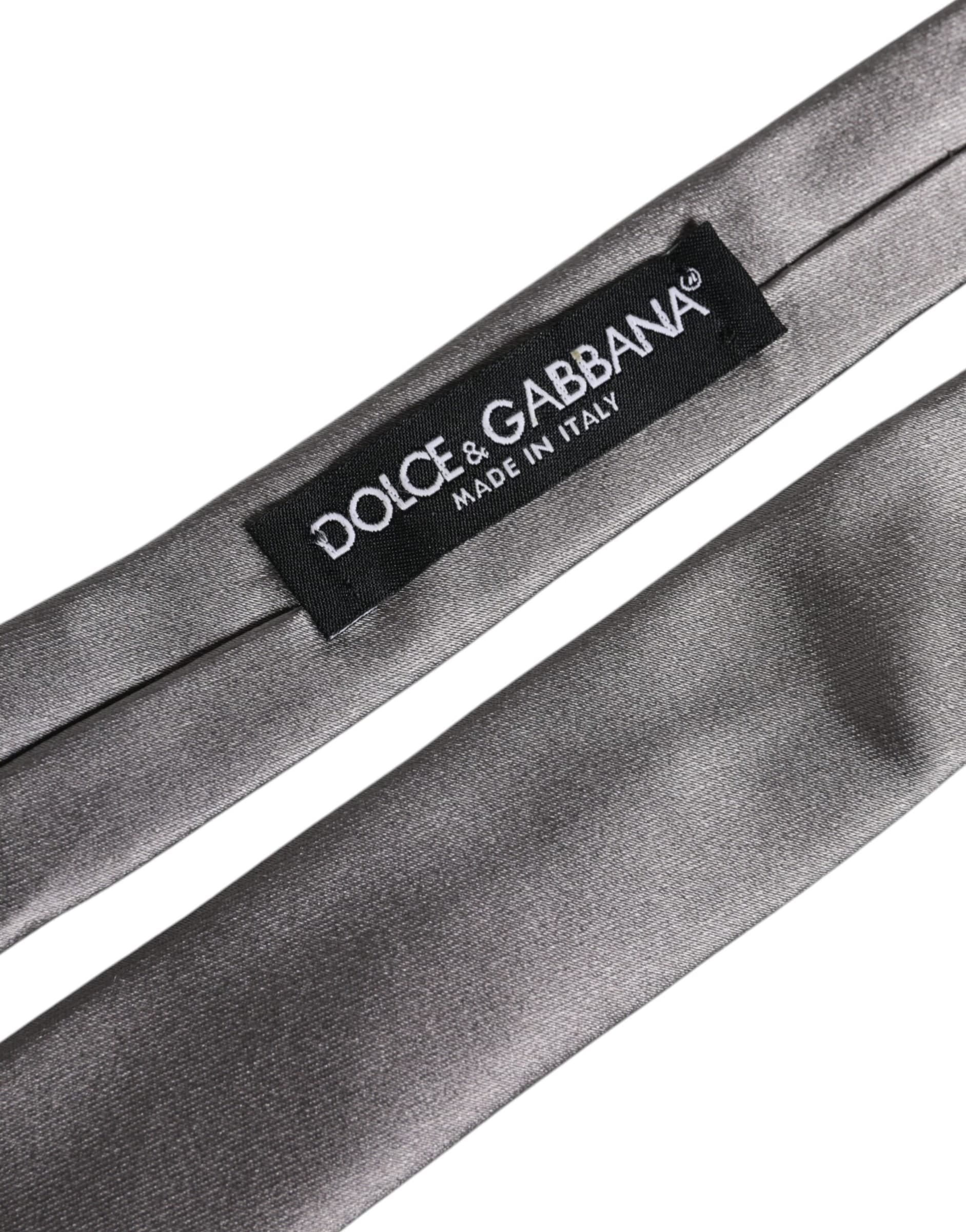 Metallic Silver Silk Adjustable Necktie Tie - 6