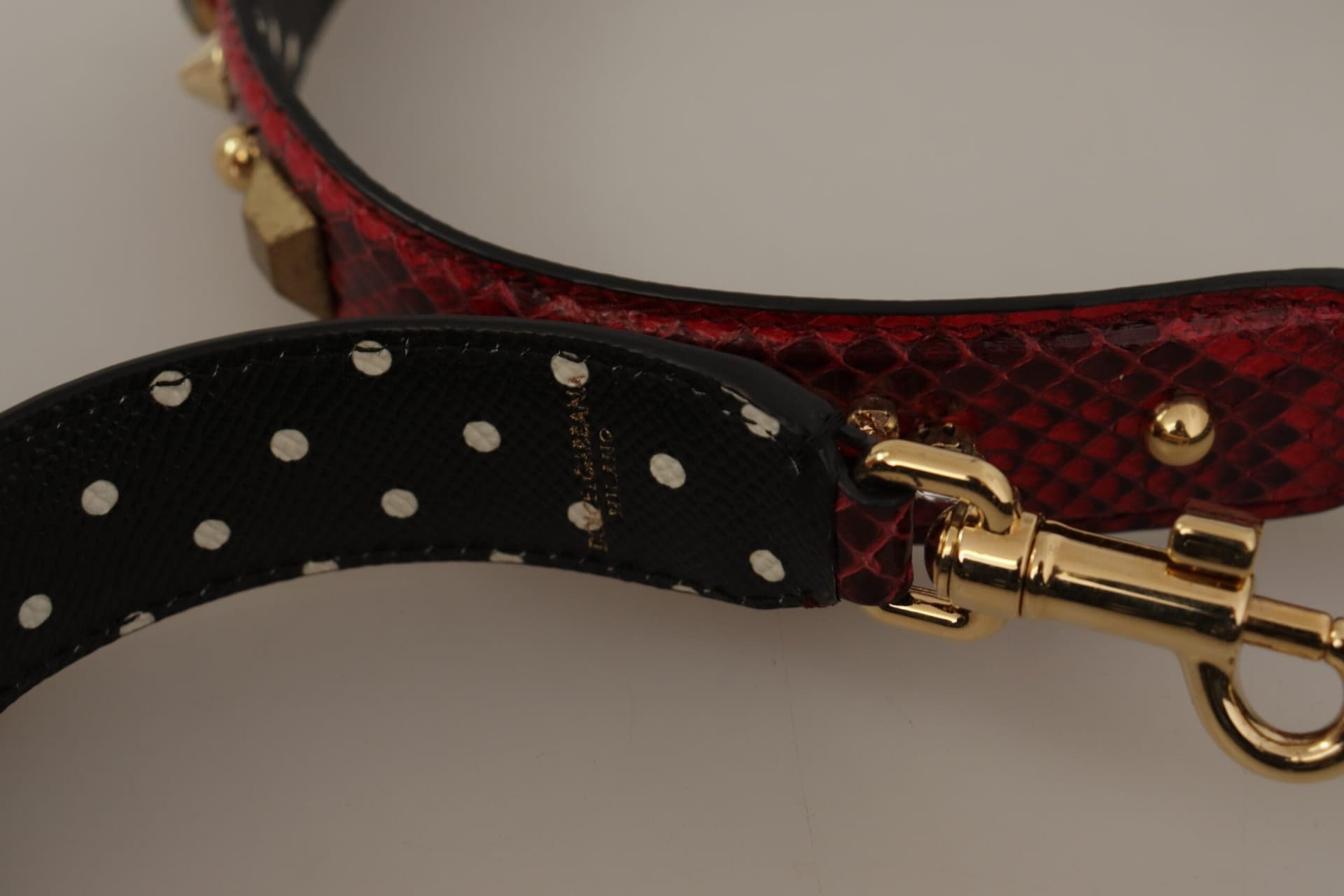 Red Python Leather Crystals Reversible Shoulder Strap - 4