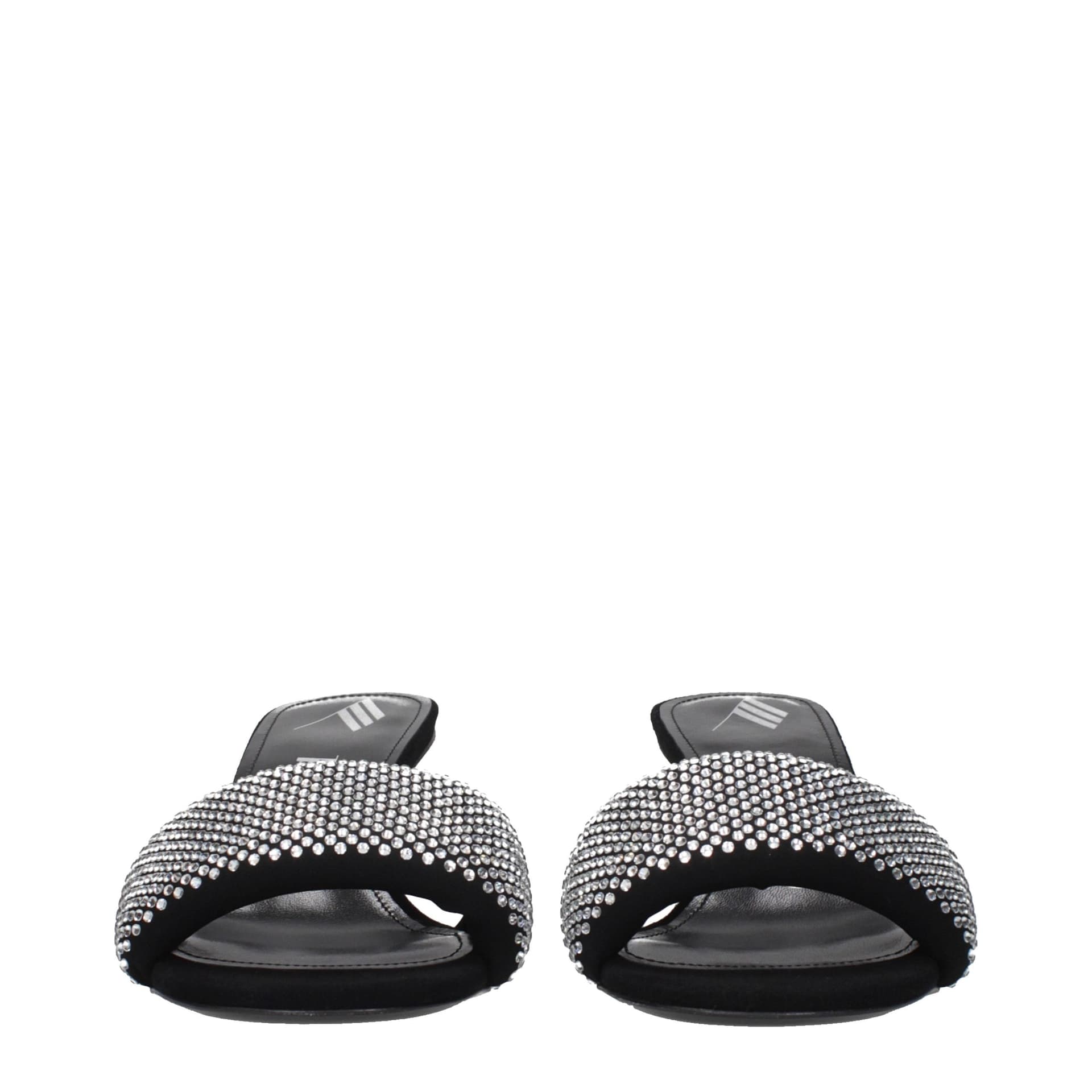 Black Fabric Stiletto Heel Sandals - 3