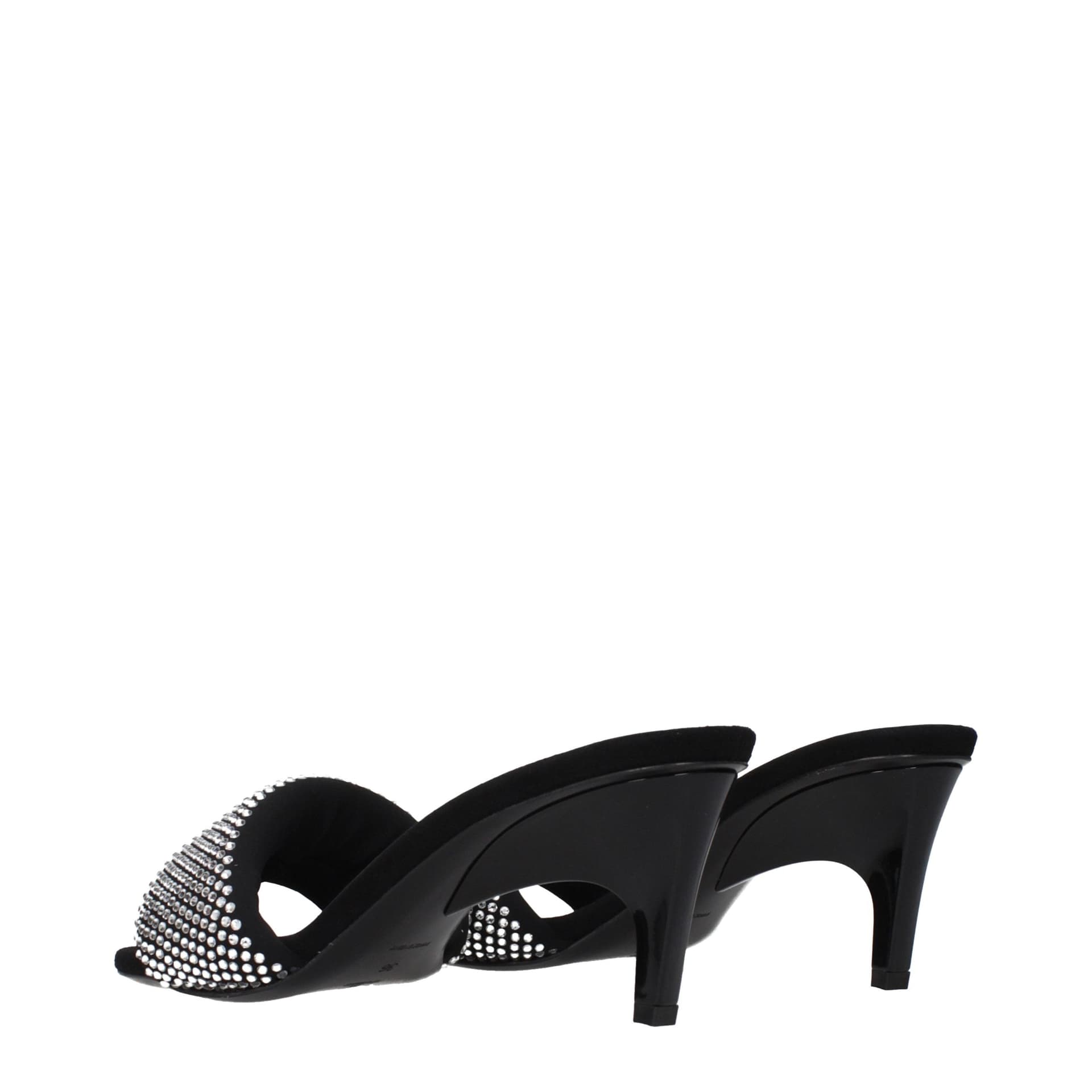 Black Fabric Stiletto Heel Sandals - 4