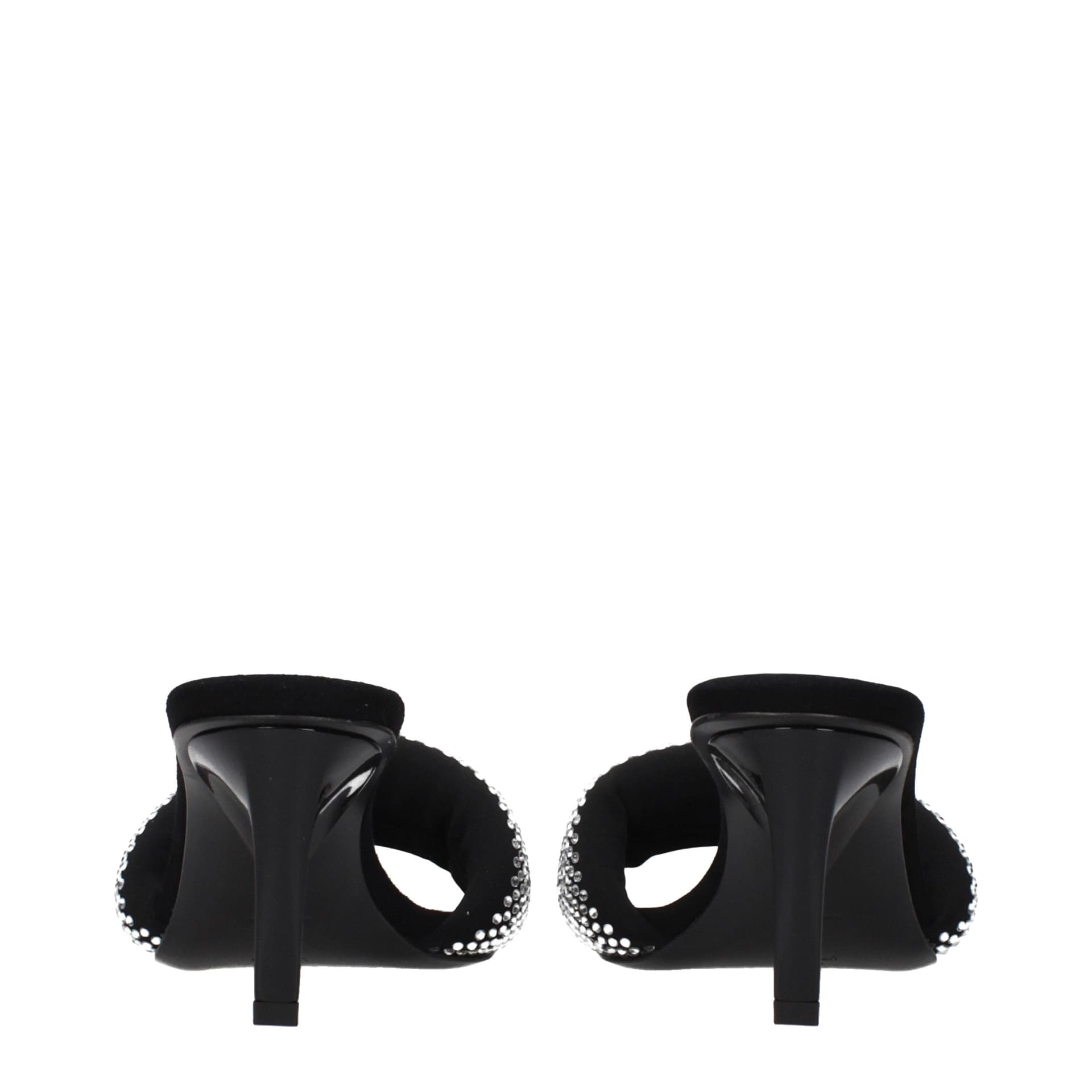 Black Fabric Stiletto Heel Sandals - 5