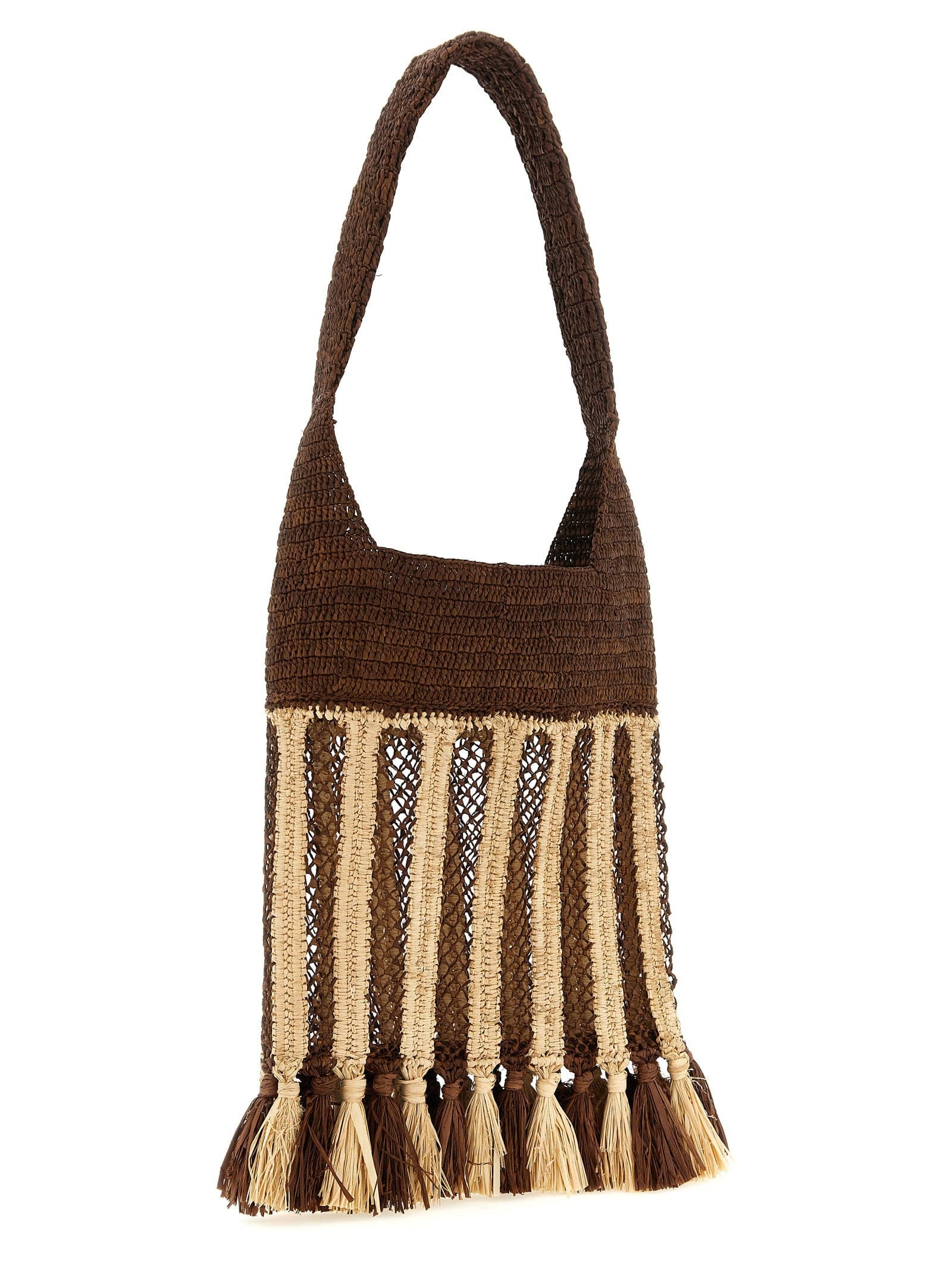 Brown Raffia Shoulder Bag - 2