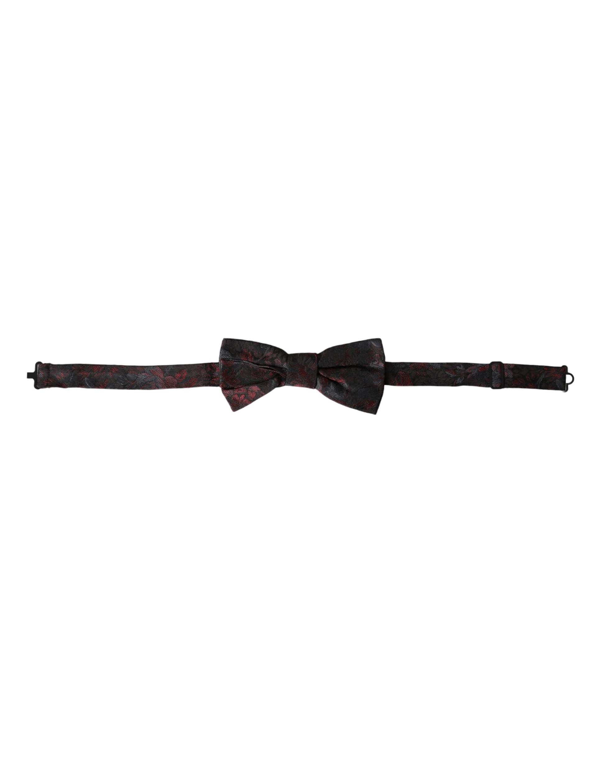 Red Black Floral Adjustable Neck Men Bow Tie - 2
