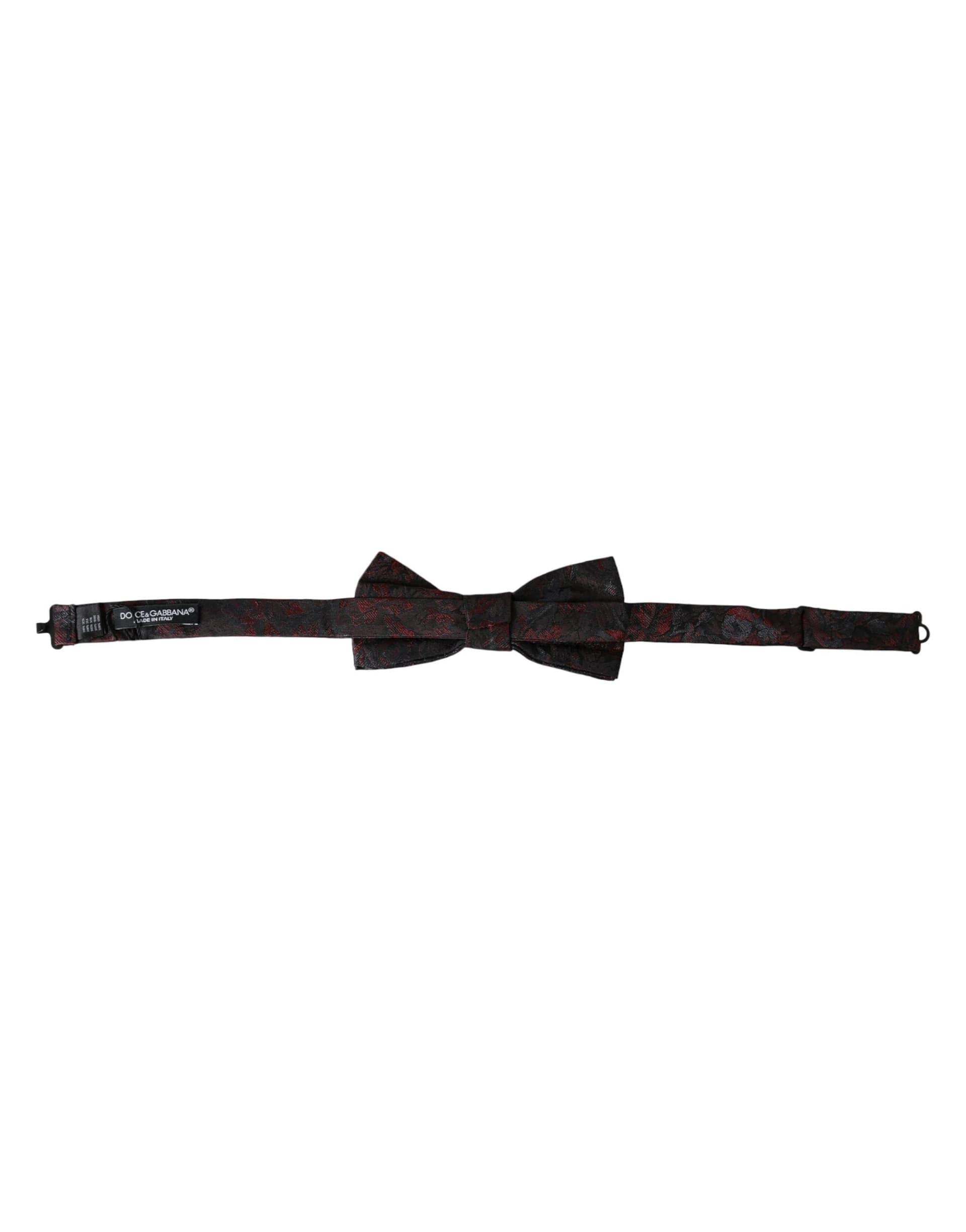 Red Black Floral Adjustable Neck Men Bow Tie - 4