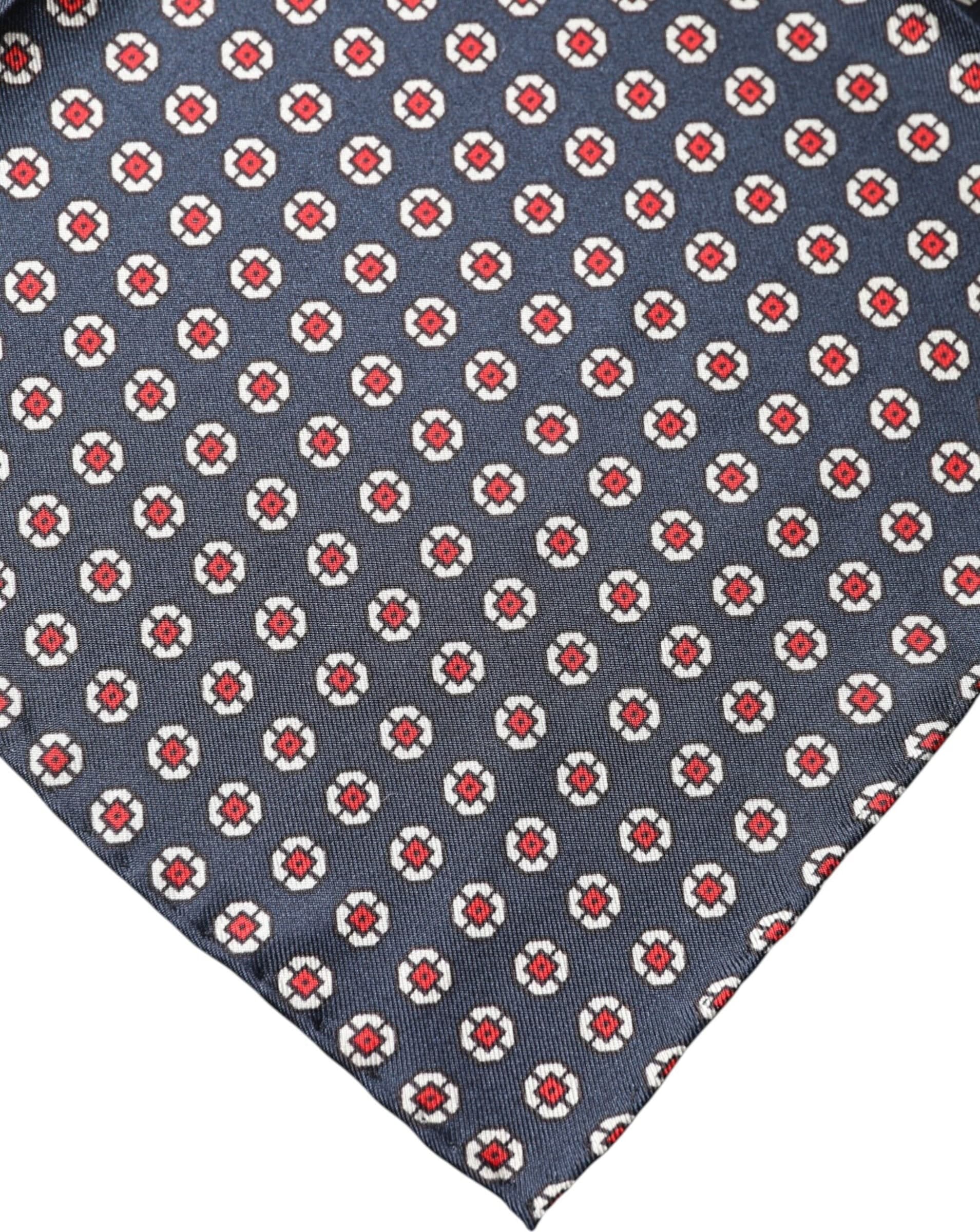 Blue Patterned Silk Square Handkerchief Scarf - 3