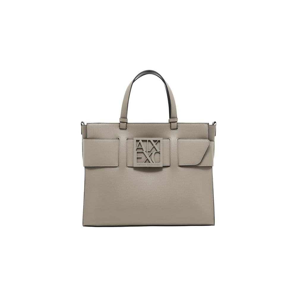 Beige Artificial Leather Handbag