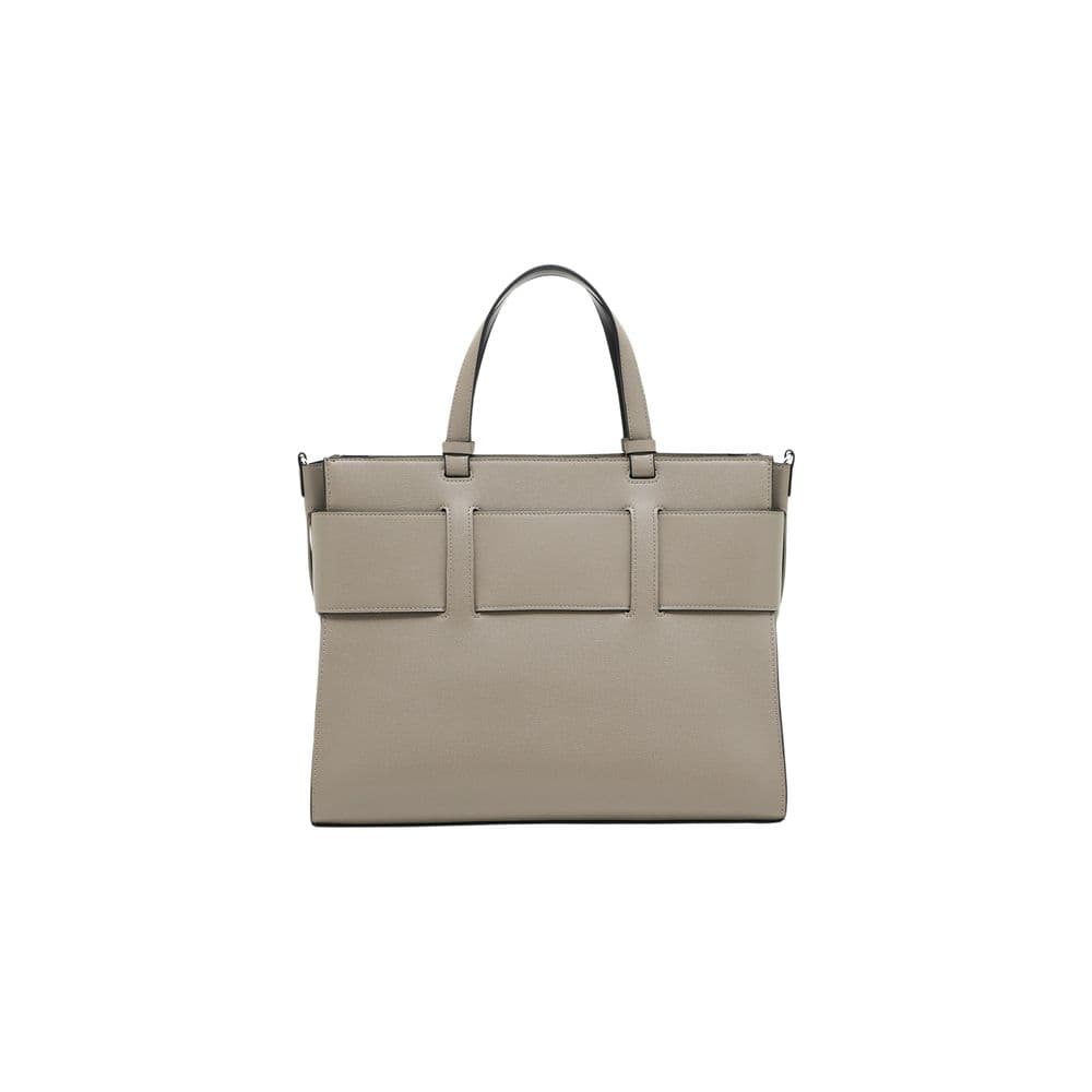 Beige Artificial Leather Handbag - 3
