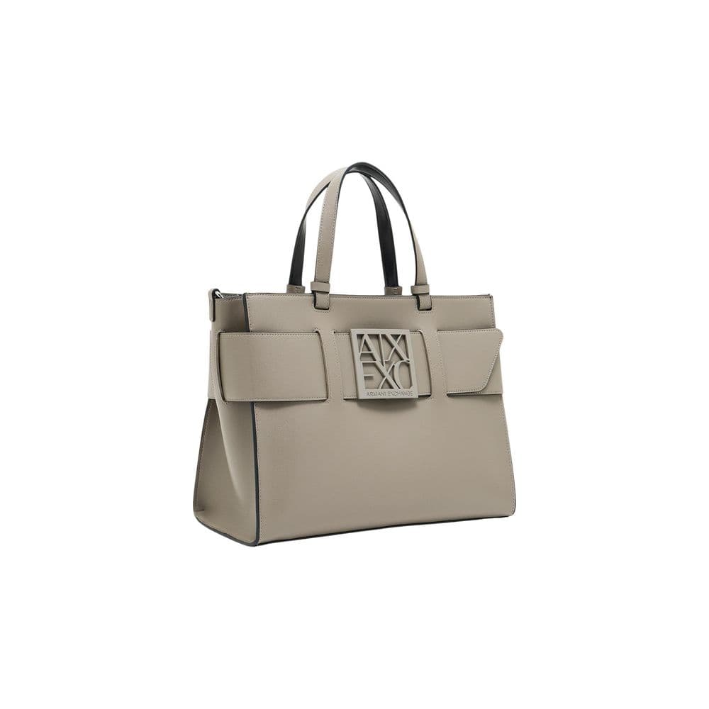 Beige Artificial Leather Handbag - 5