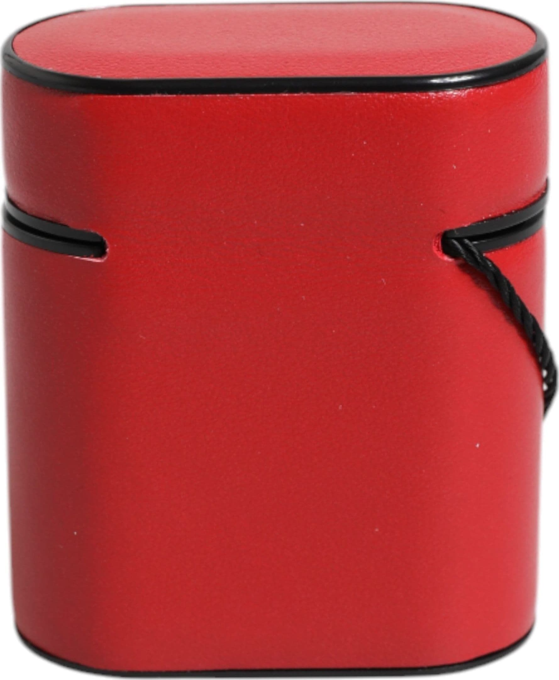 Red Calfskin Leather Logo Print Flip Holder Airpods Case - 4