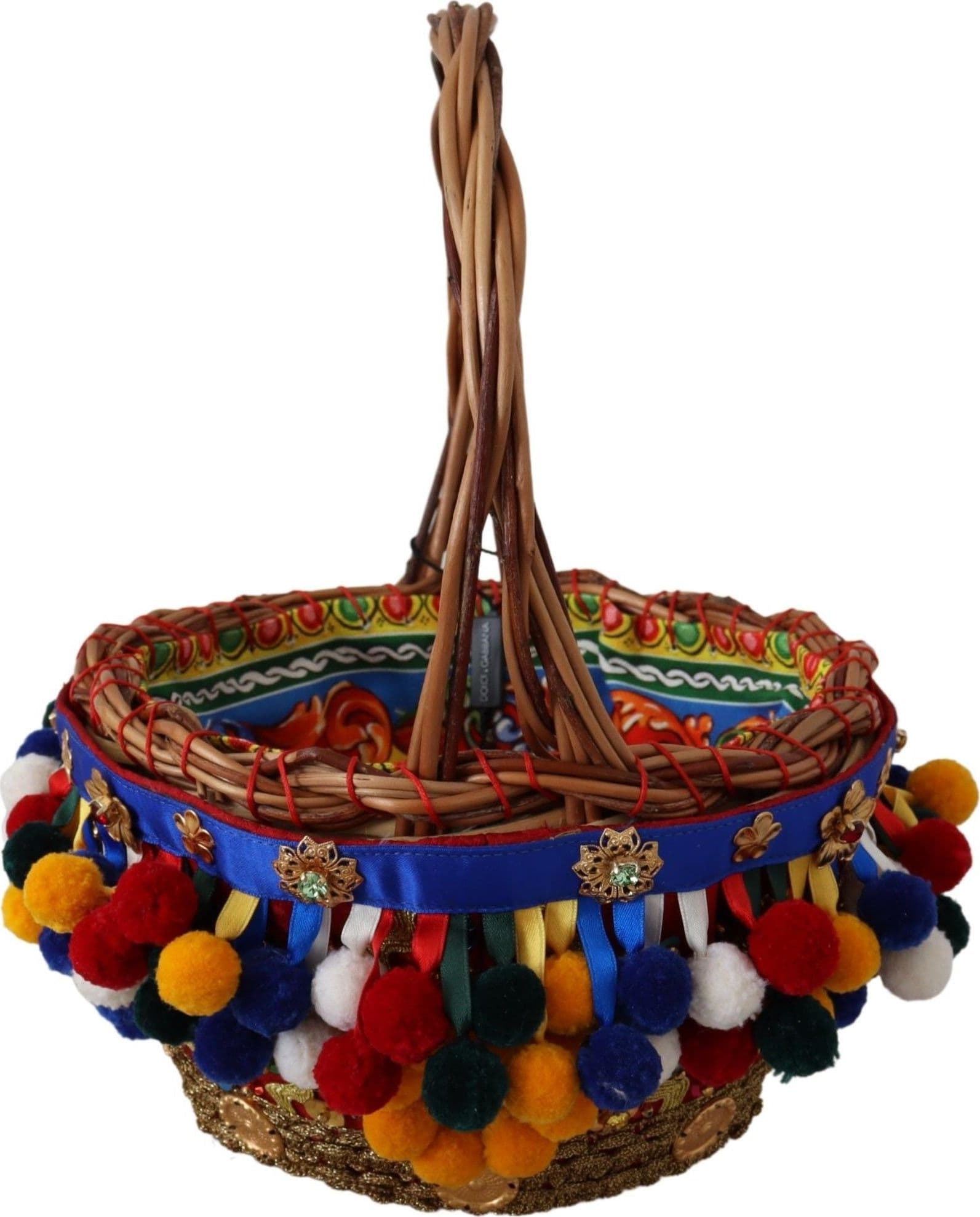 Multicolor Cotton Embellished Agnese Basket Tote Bag - 2