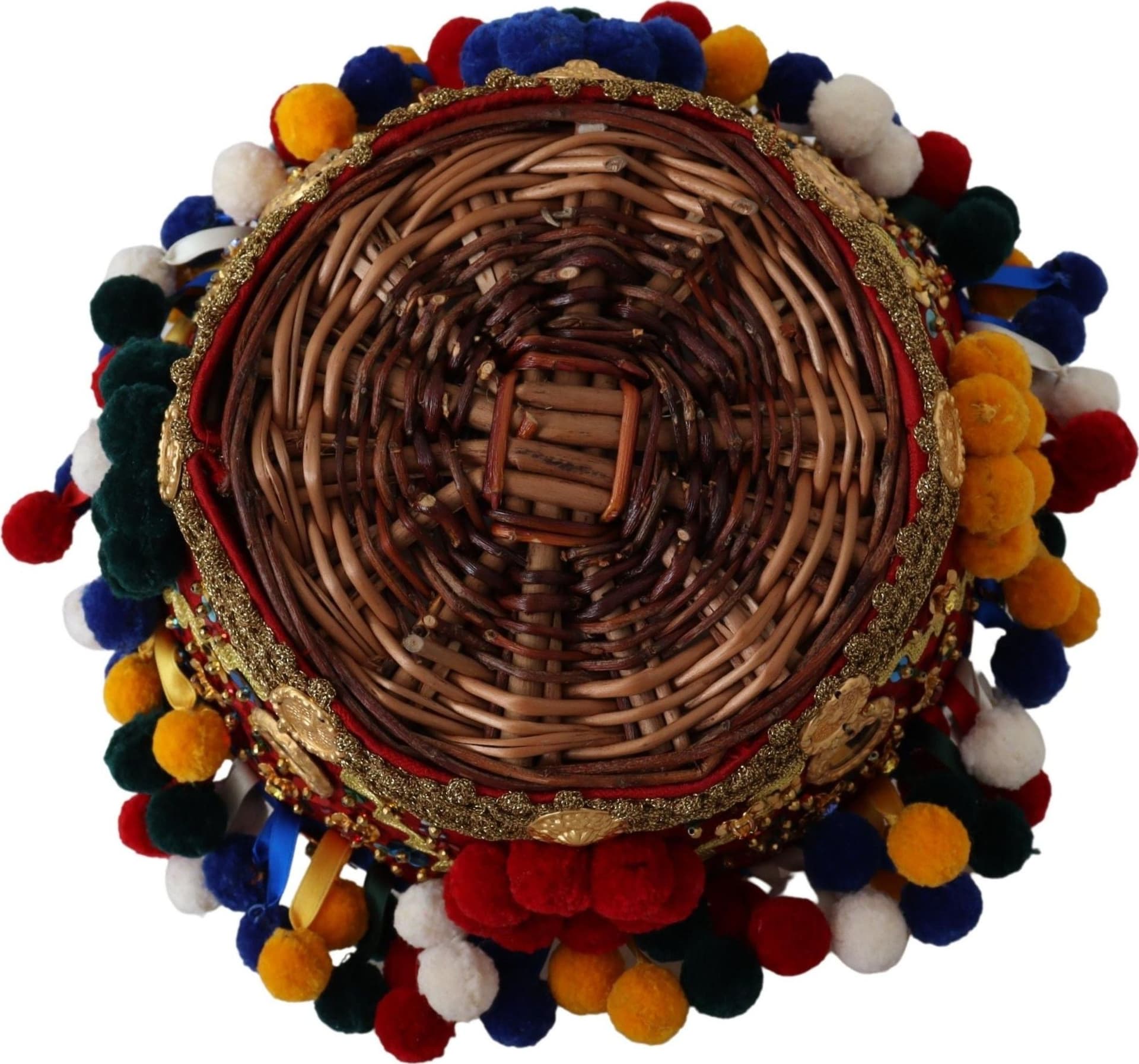 Multicolor Cotton Embellished Agnese Basket Tote Bag - 3