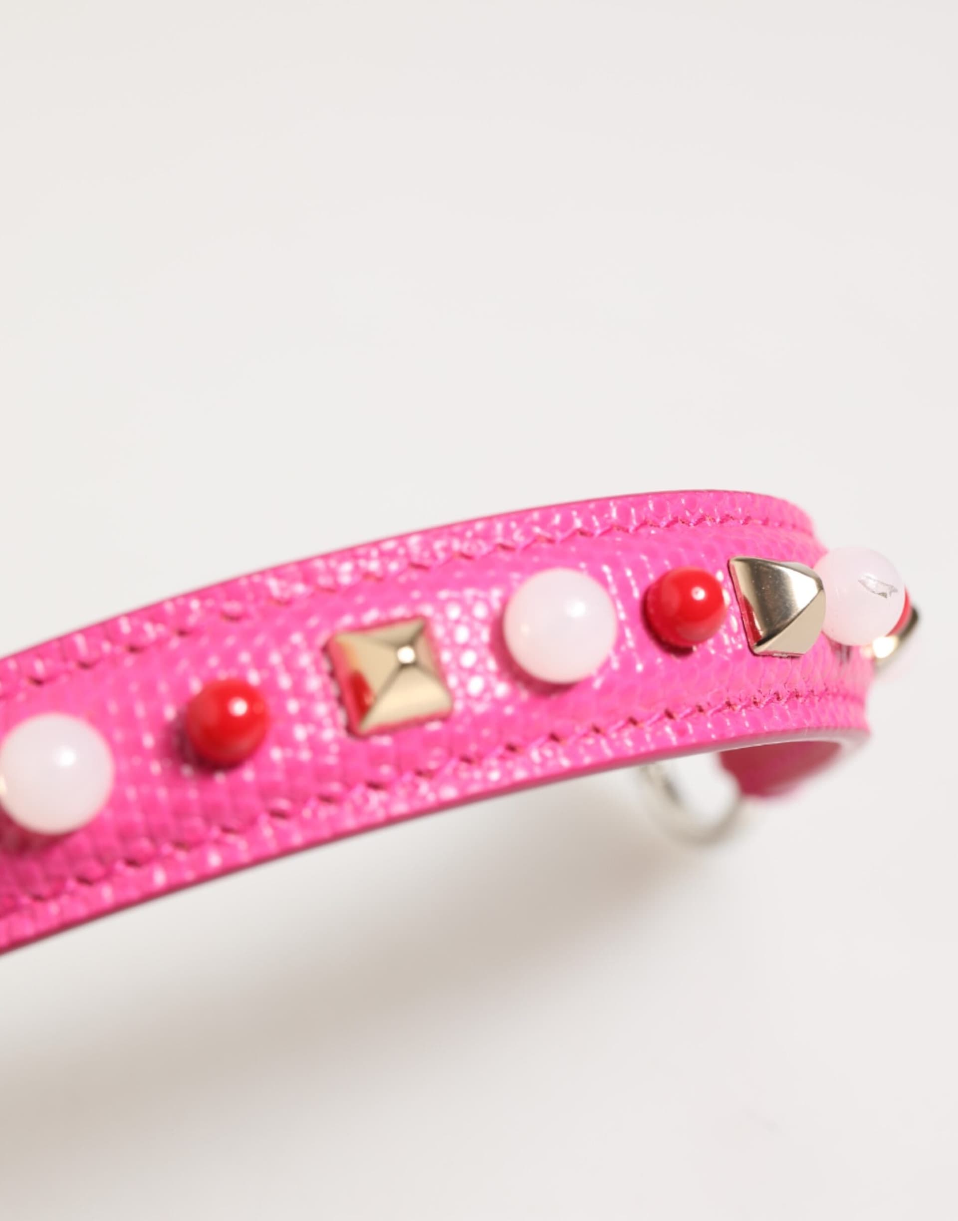 Pink Embellished Leather Bag Handle Women Shoulder Strap - 6