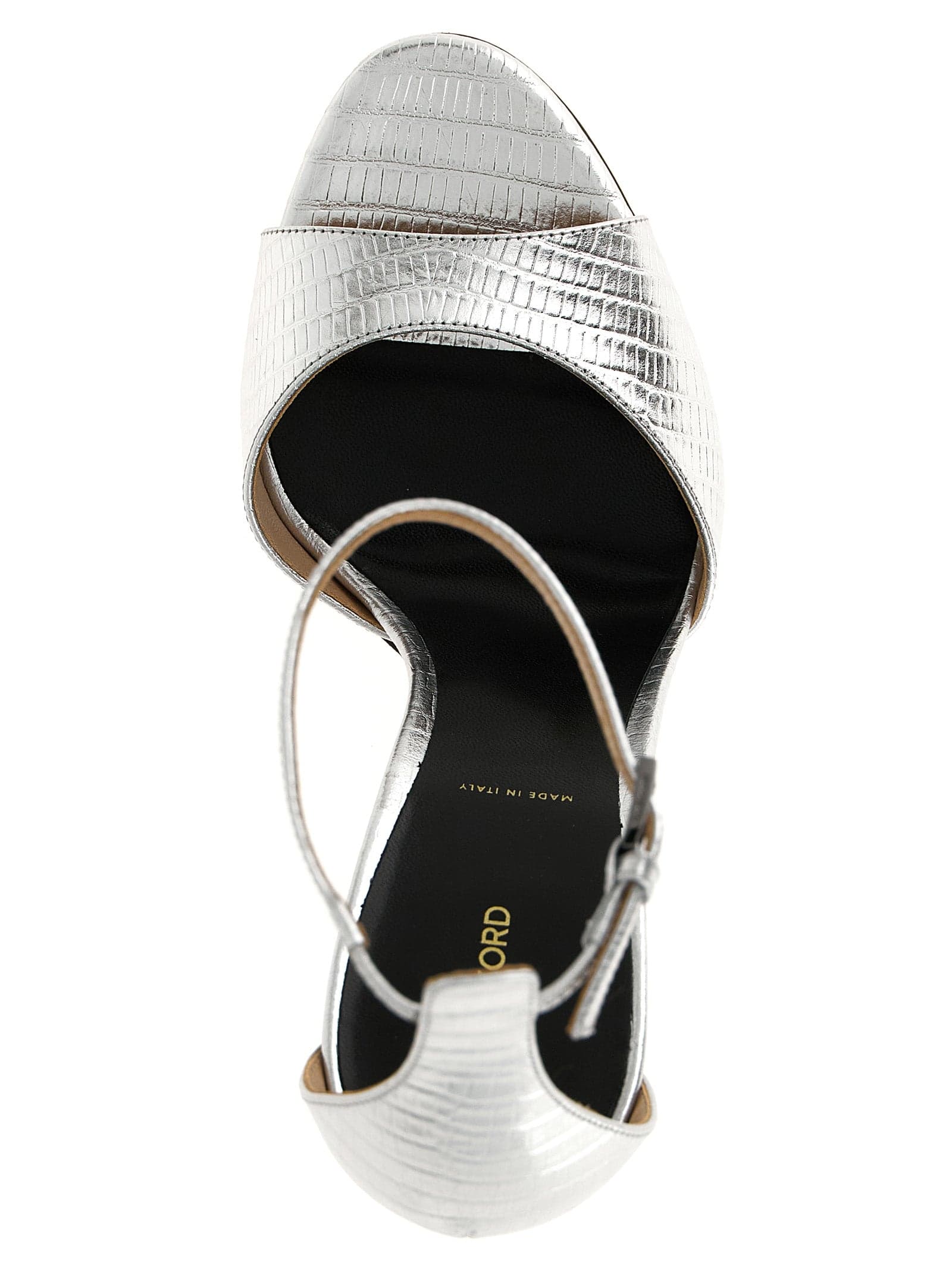 Silver Leather Stiletto Heel Sandals - 4