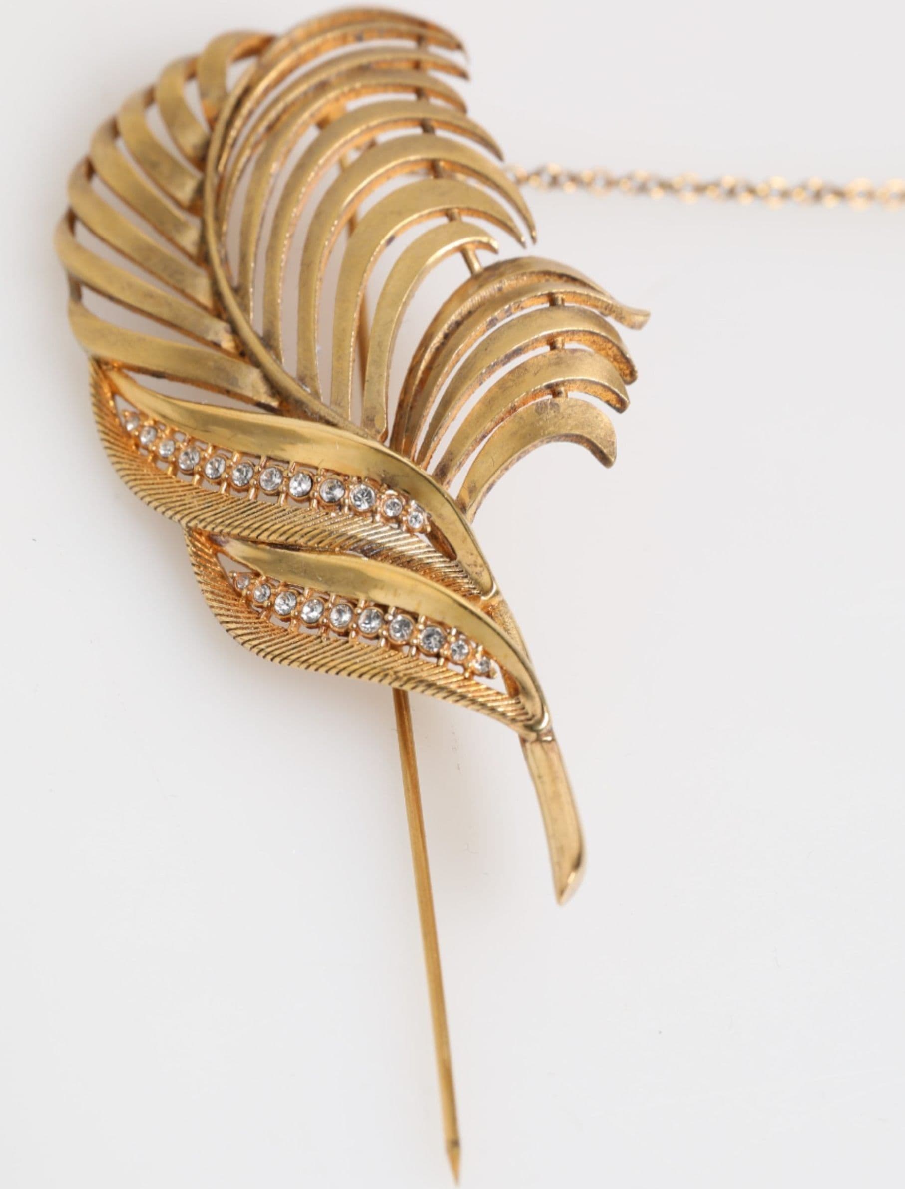 Gold Sterling Silver925 Leaf Embellished Lapel Pin Brooch - 6