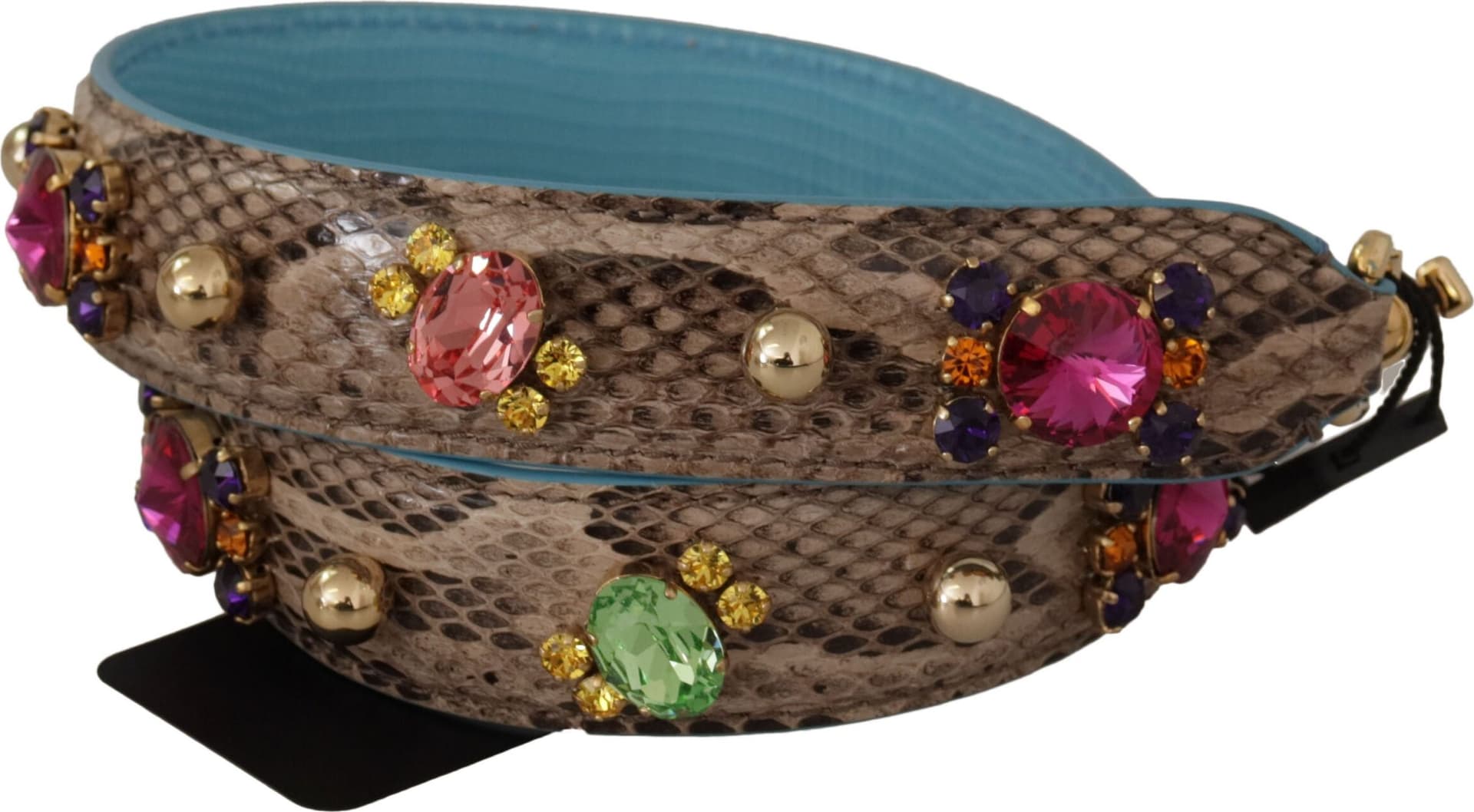 Brown Exotic Leather Crystals Shoulder Strap - 2