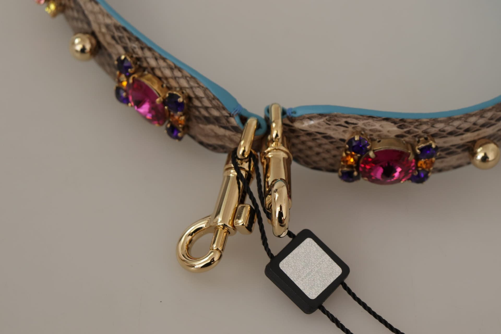 Brown Exotic Leather Crystals Shoulder Strap - 3