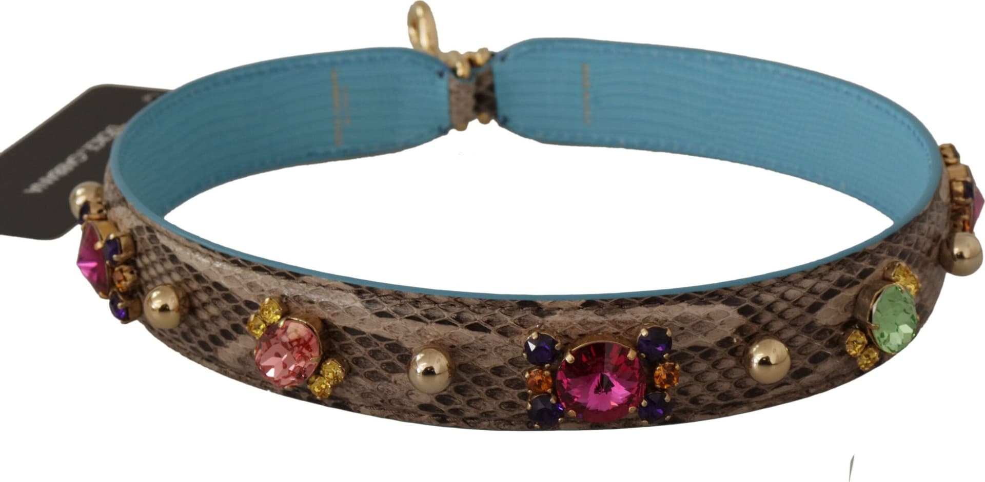 Brown Exotic Leather Crystals Shoulder Strap - 5