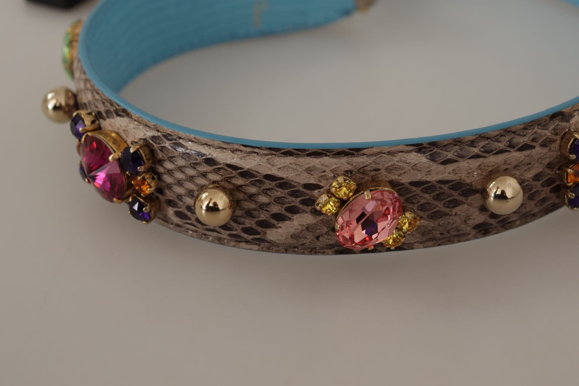 Brown Exotic Leather Crystals Shoulder Strap - 6