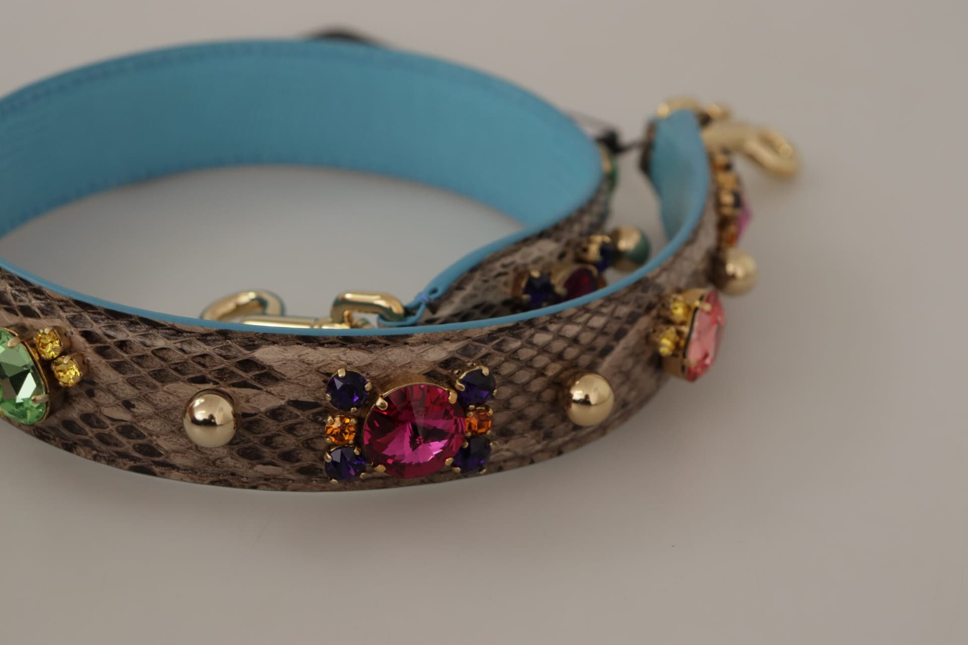 Brown Exotic Leather Crystals Shoulder Strap - 8
