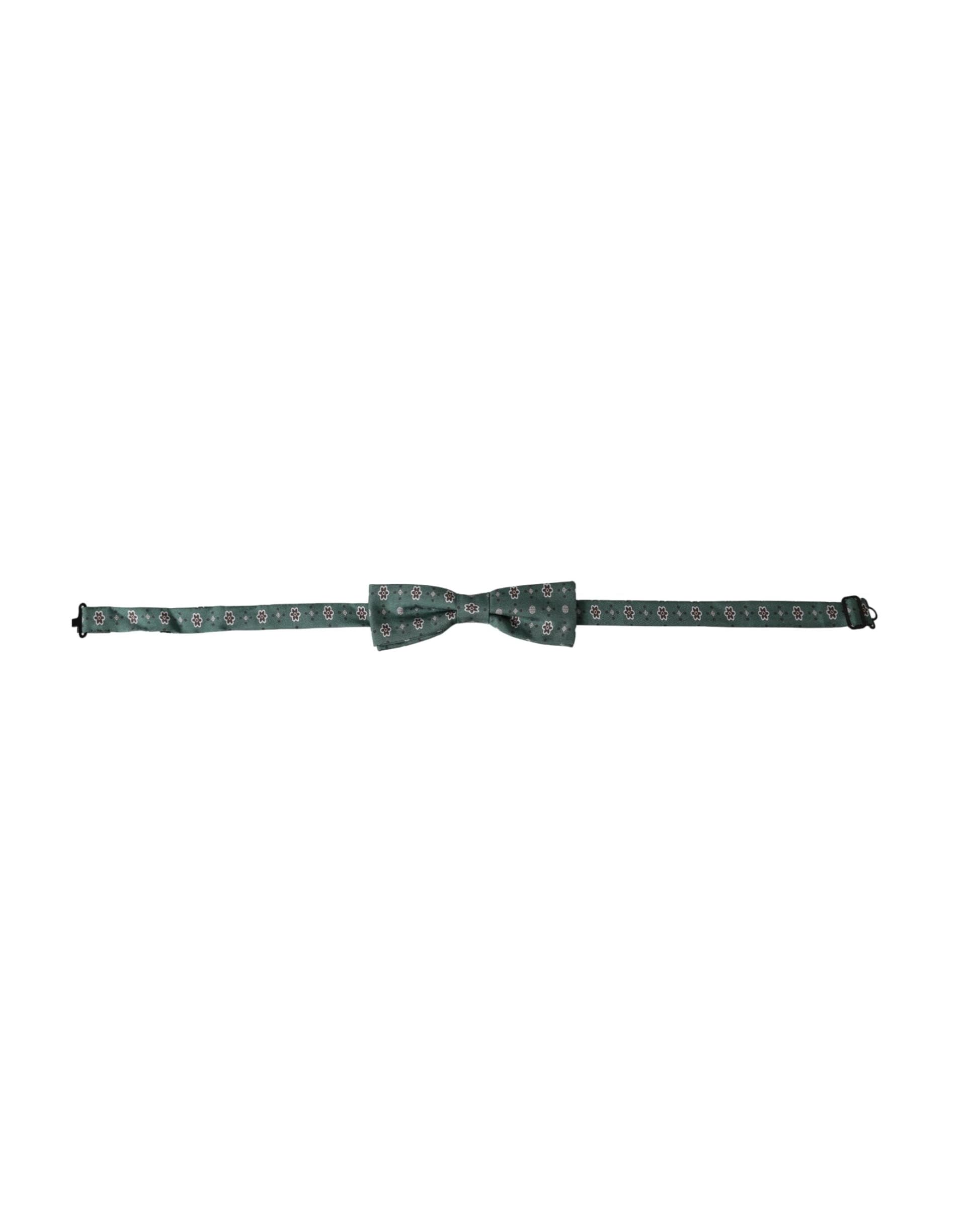 Mint Green Floral Adjustable Neck Men Bow Tie - 2