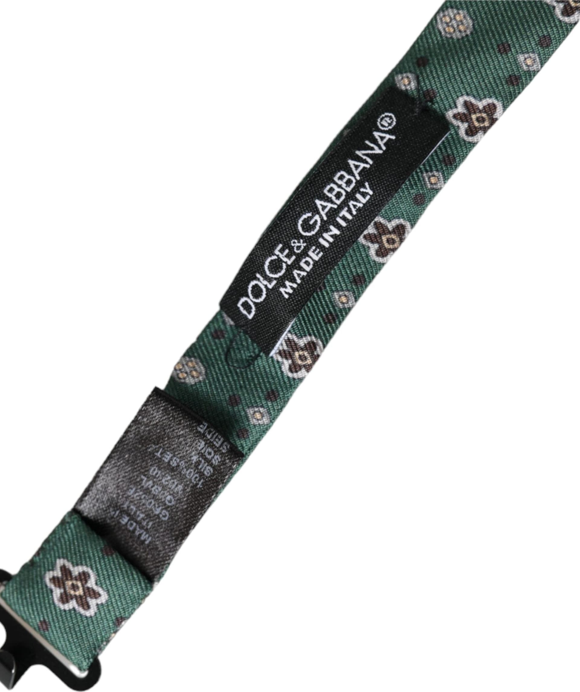 Mint Green Floral Adjustable Neck Men Bow Tie - 5
