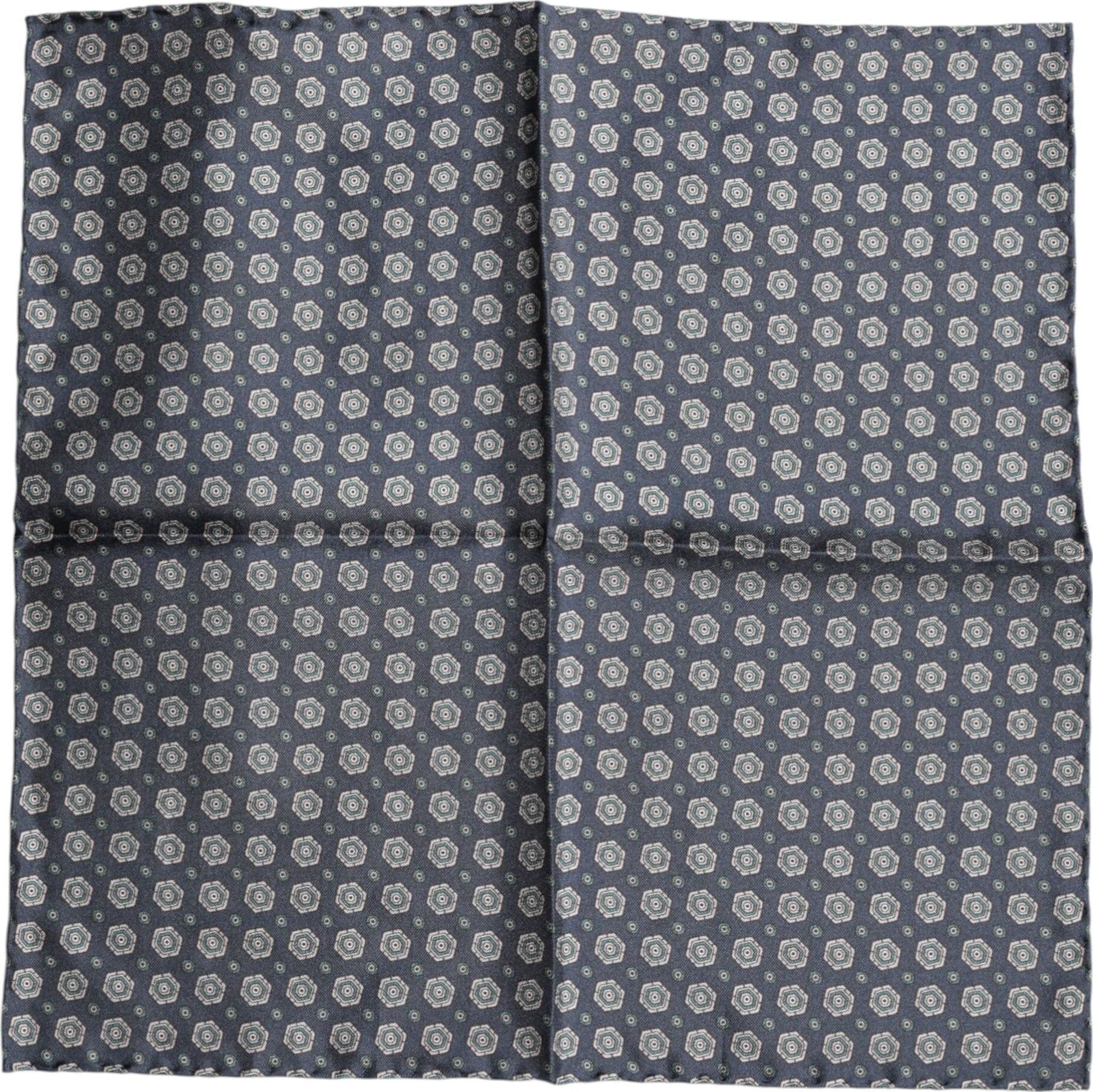 Blue Patterned Silk Square Handkerchief Scarf