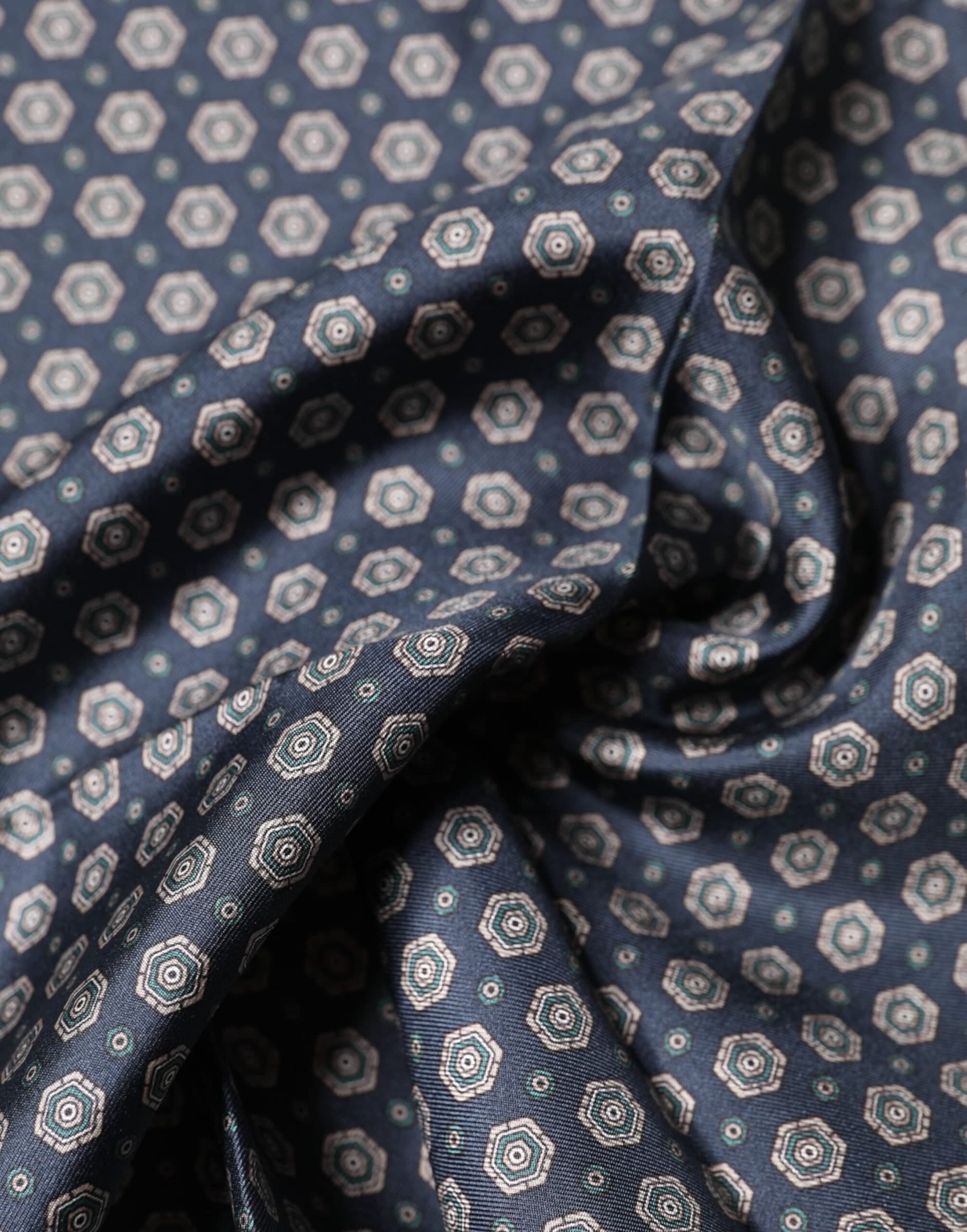 Blue Patterned Silk Square Handkerchief Scarf - 4