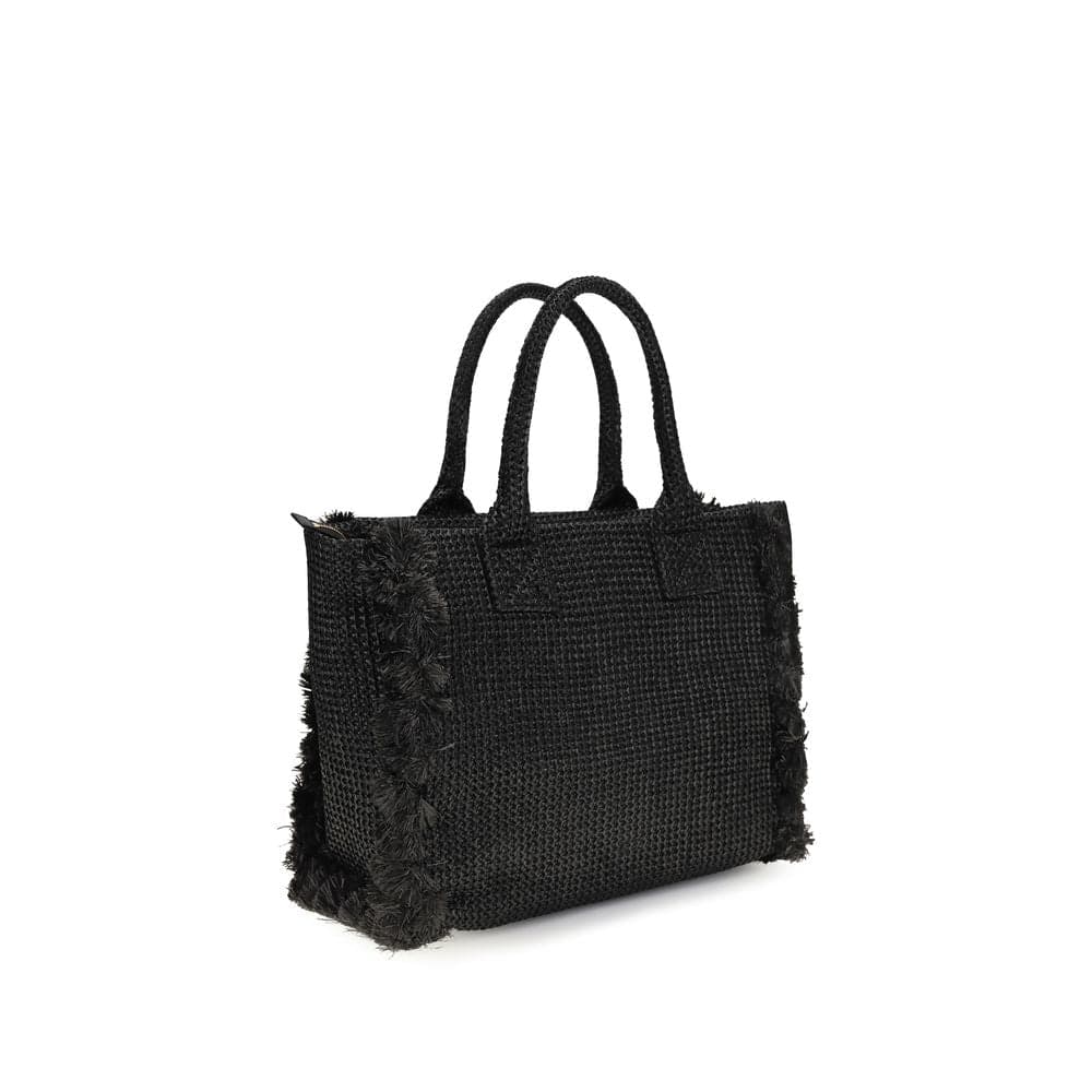 Black Raffia Shoulder Bag - 3