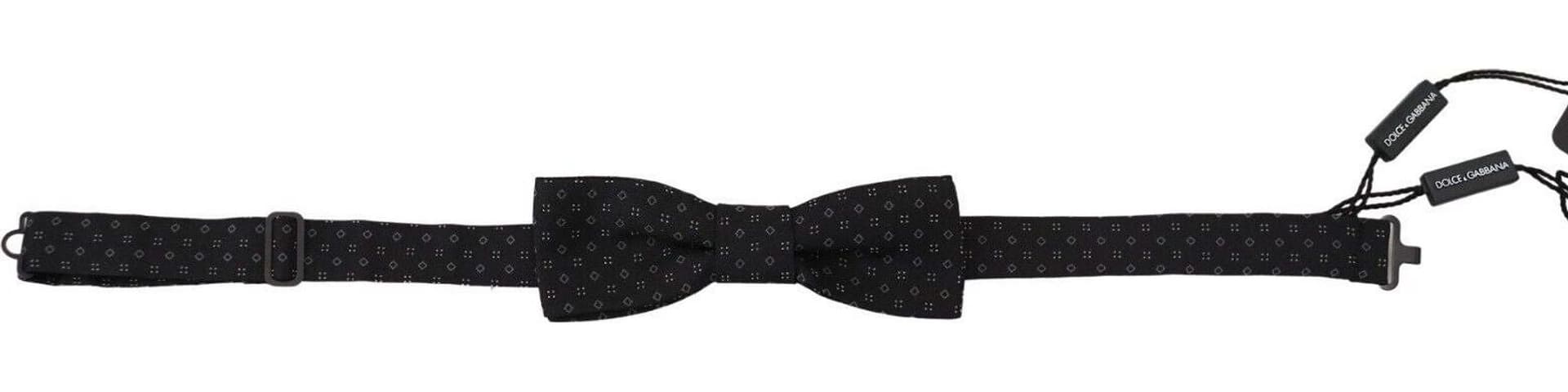 Black Pattern Silk Adjustable Neck Papillon Bow Tie