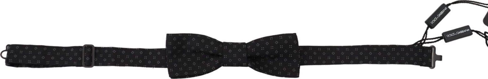 Black Pattern Silk Adjustable Neck Papillon Bow Tie