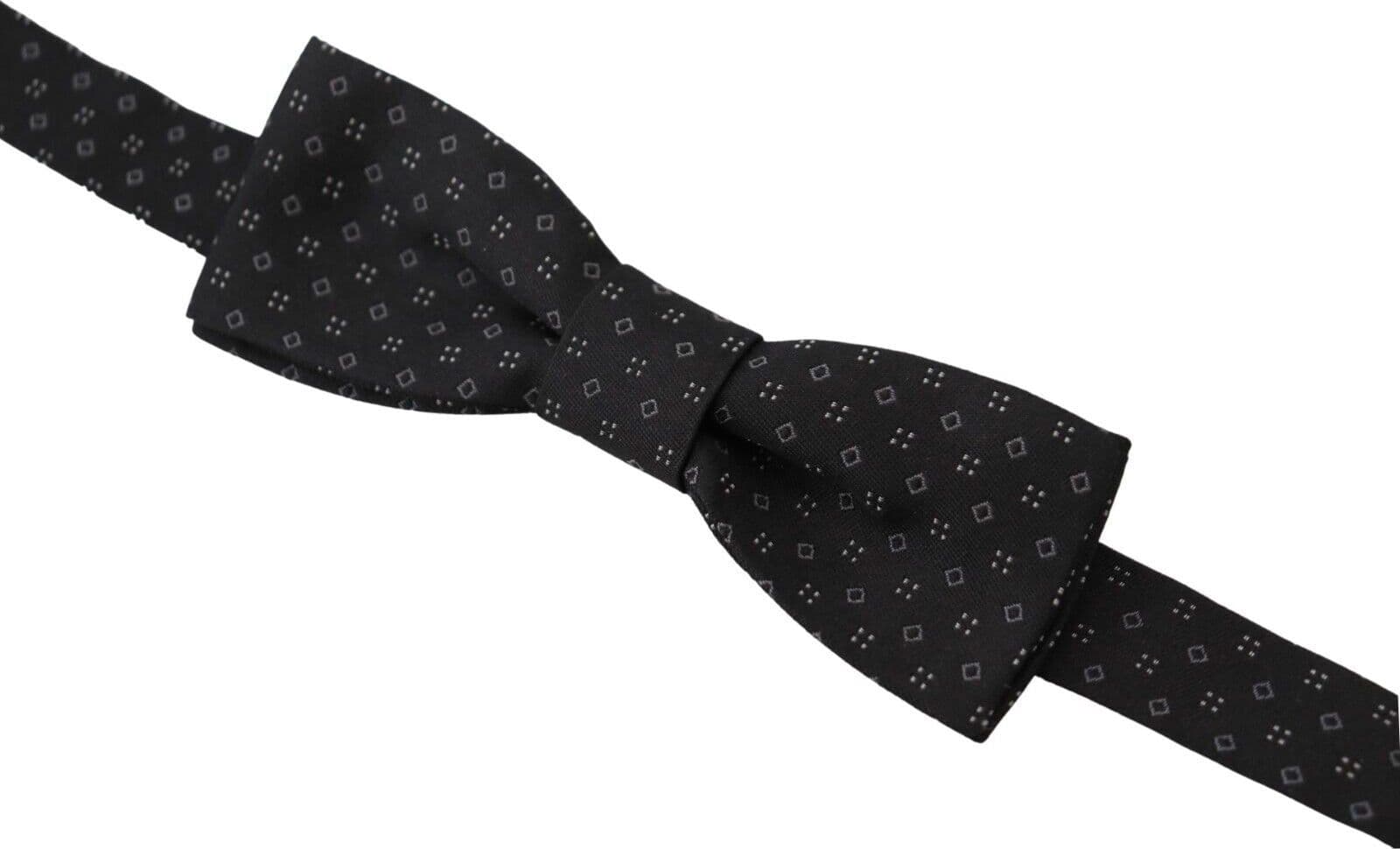 Black Pattern Silk Adjustable Neck Papillon Bow Tie - 2
