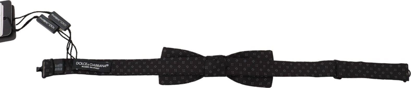 Black Pattern Silk Adjustable Neck Papillon Bow Tie - 3
