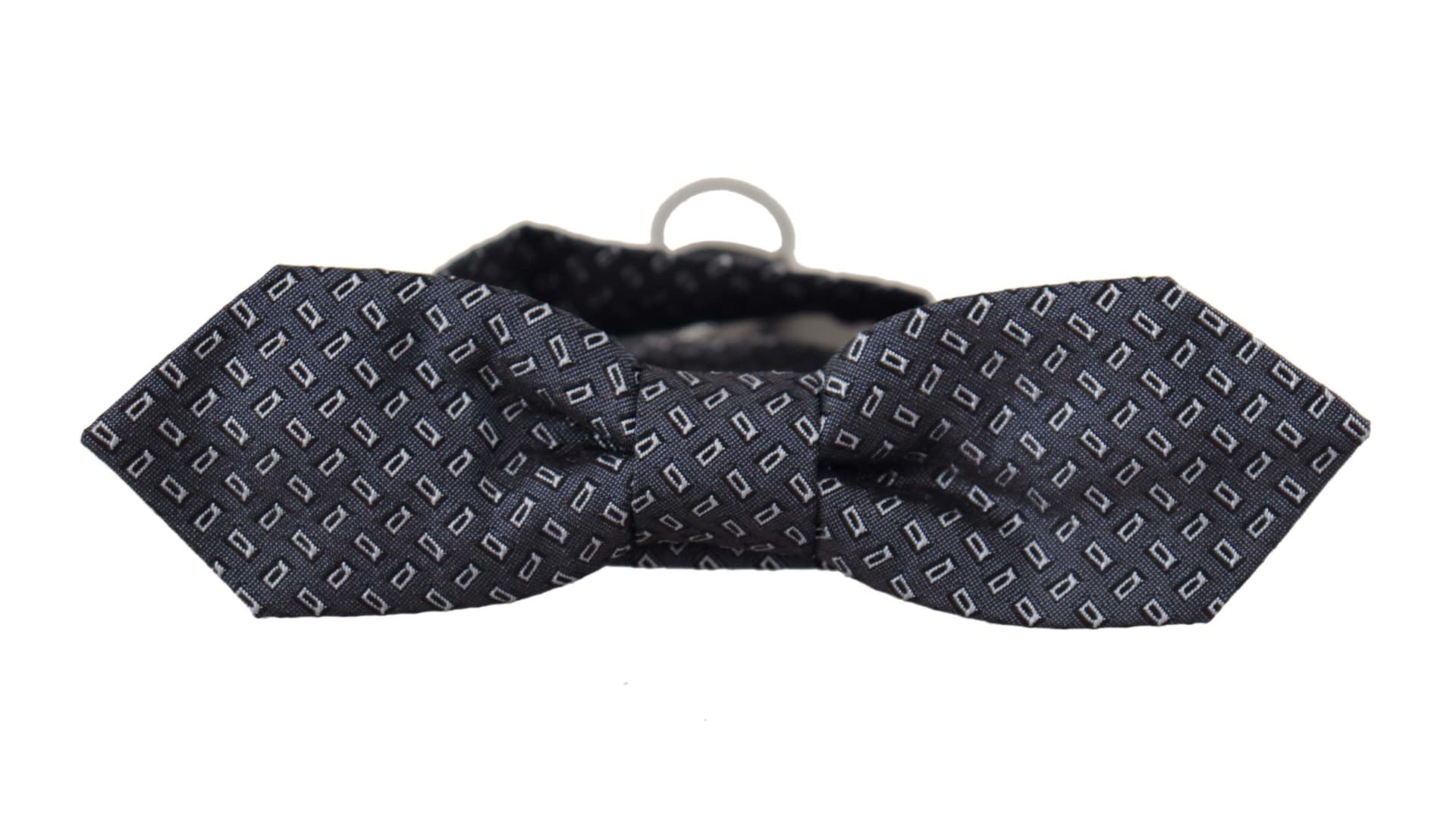 Blue Gray Polka Dot 100% Silk Neck Papillon Tie - 3