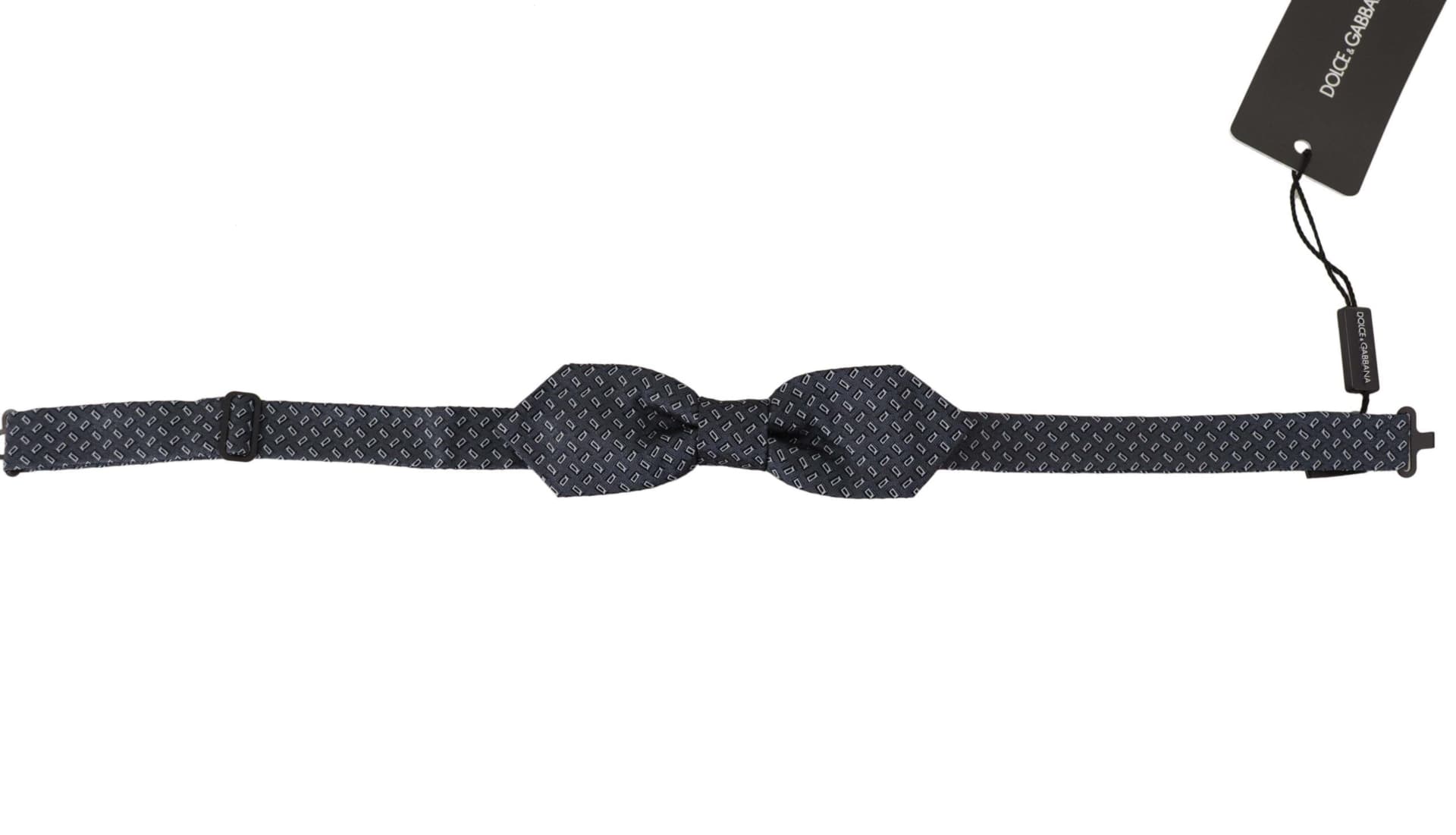 Blue Gray Polka Dot 100% Silk Neck Papillon Tie - 4