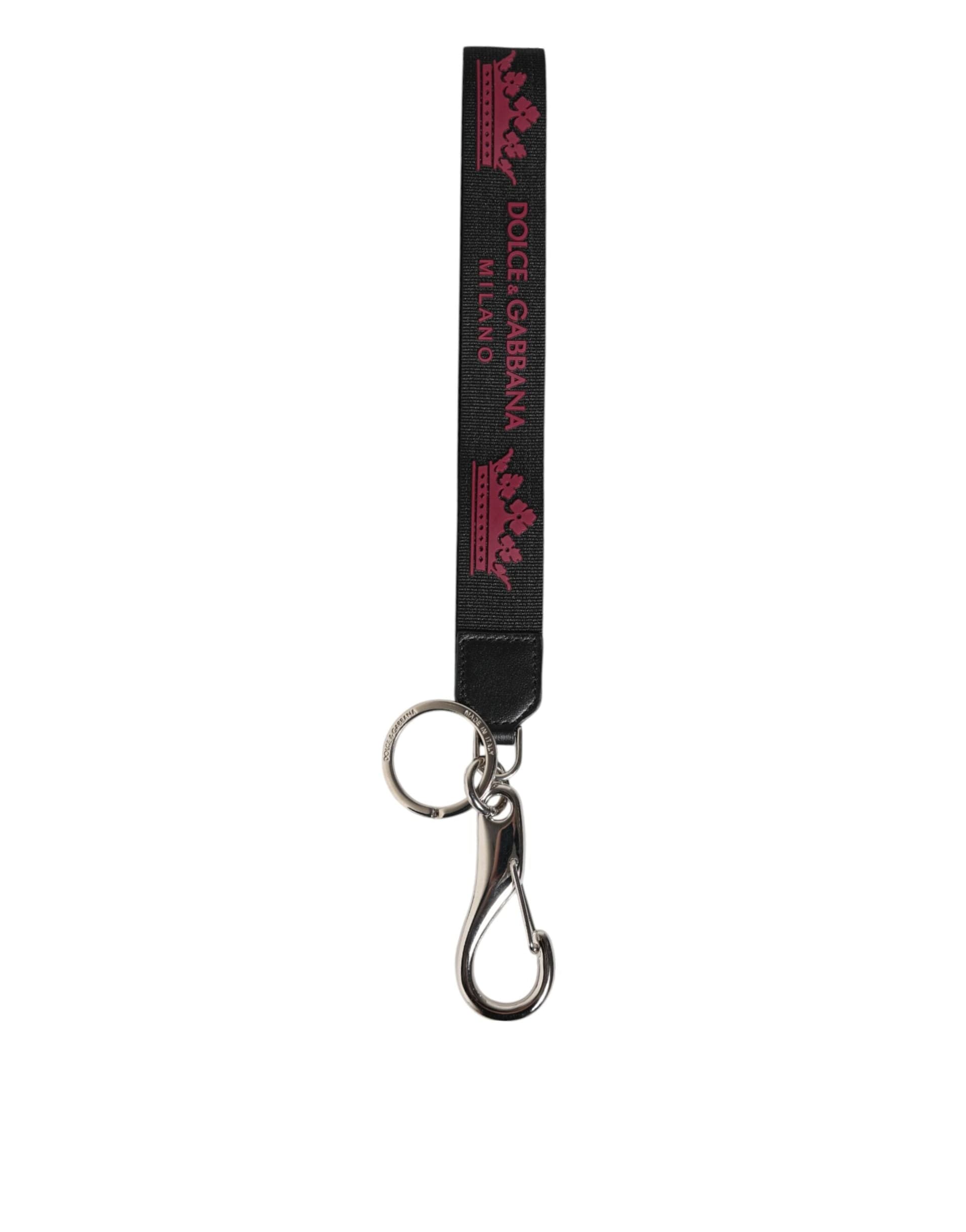 Black Burgundy Nylon DG Logo Crown Holder Keychain Keyring - 2