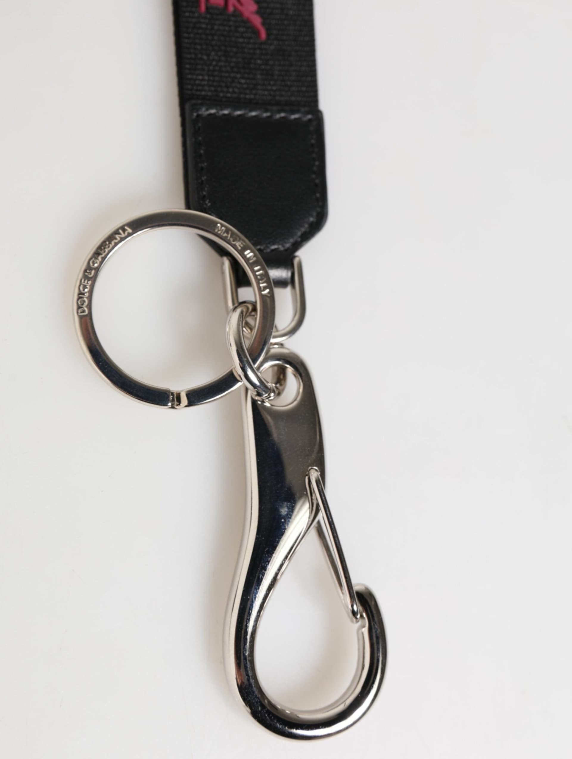 Black Burgundy Nylon DG Logo Crown Holder Keychain Keyring - 3