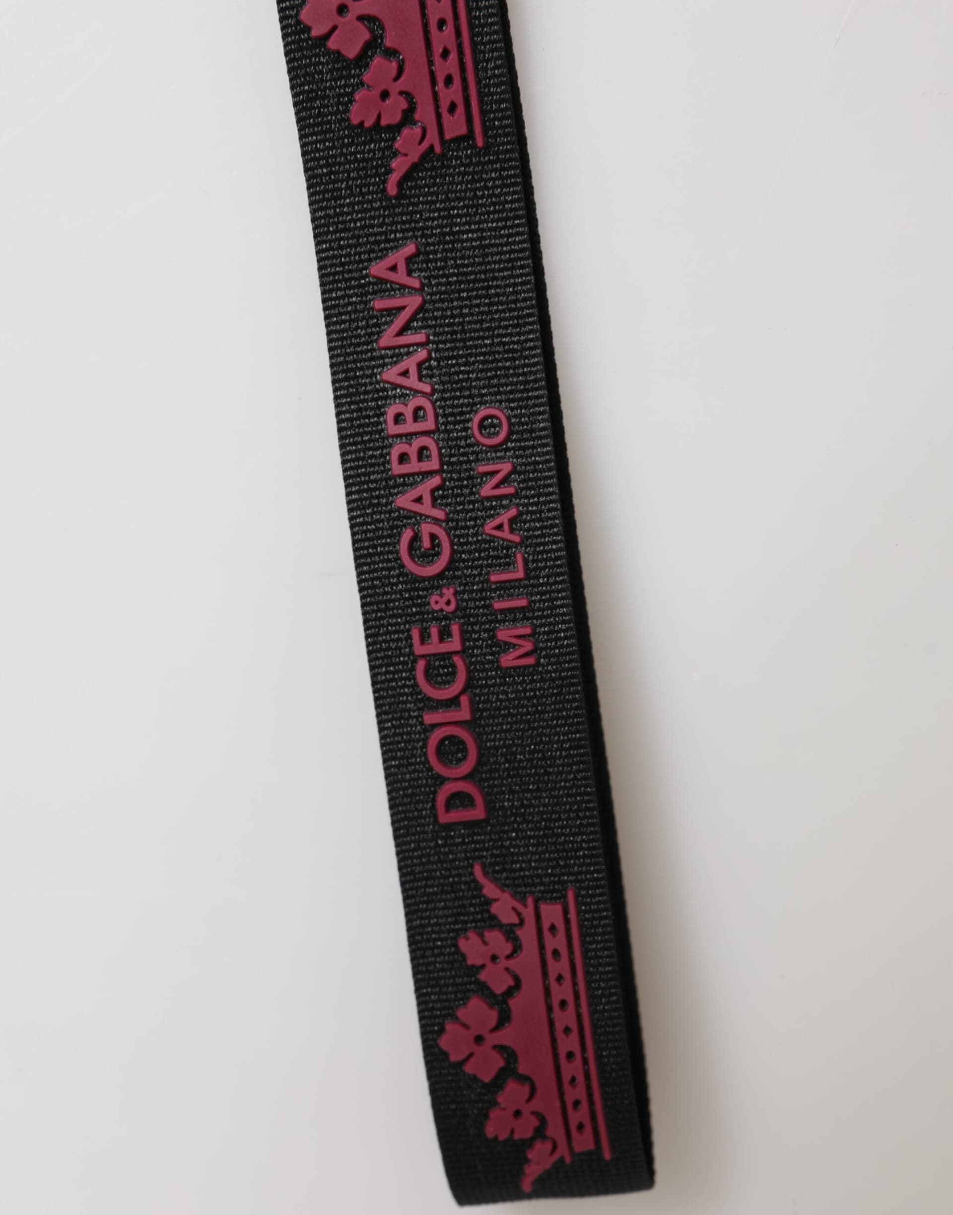 Black Burgundy Nylon DG Logo Crown Holder Keychain Keyring - 4