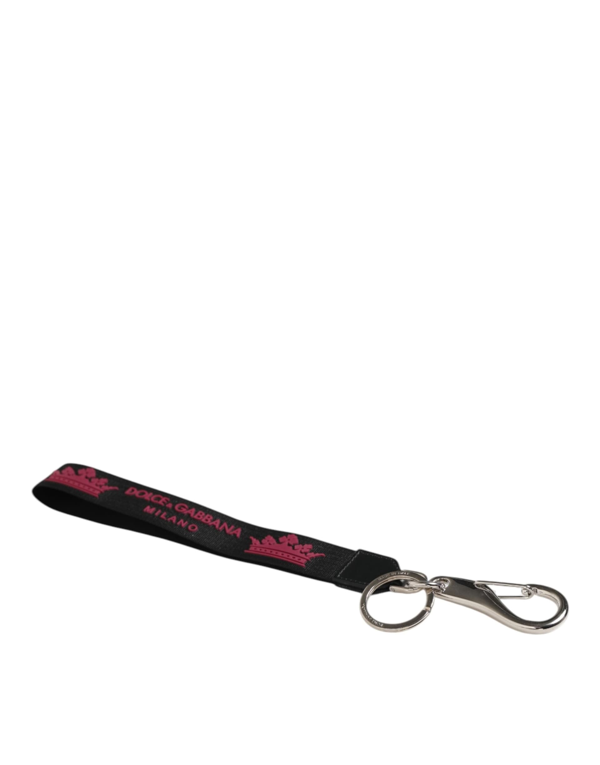 Black Burgundy Nylon DG Logo Crown Holder Keychain Keyring - 5