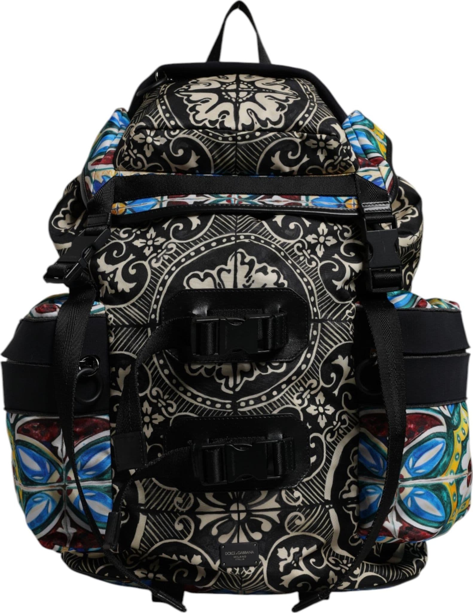 Multicolor Maiolica Print Nylon Backpack Bag - 2