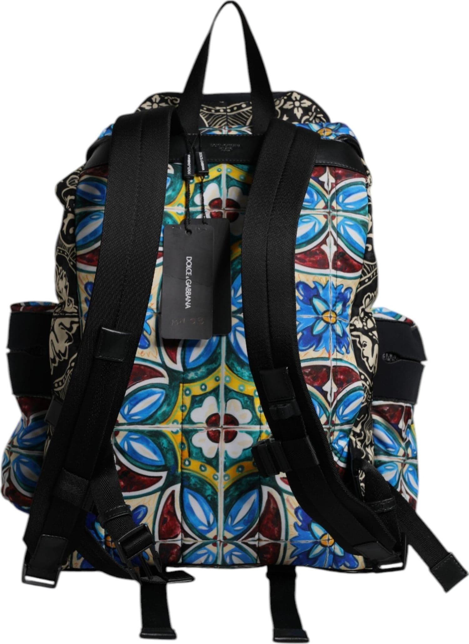 Multicolor Maiolica Print Nylon Backpack Bag - 4