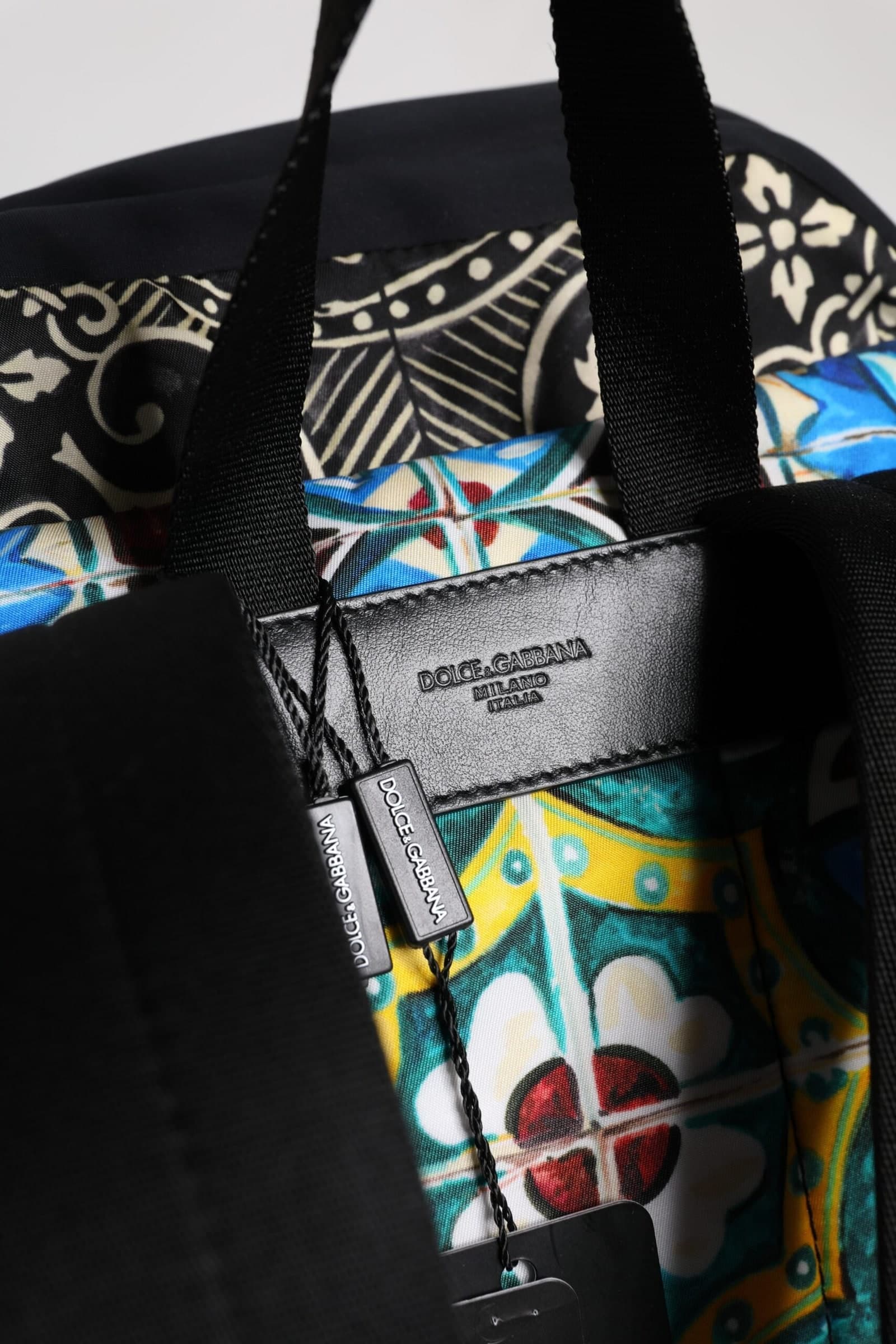 Multicolor Maiolica Print Nylon Backpack Bag - 5