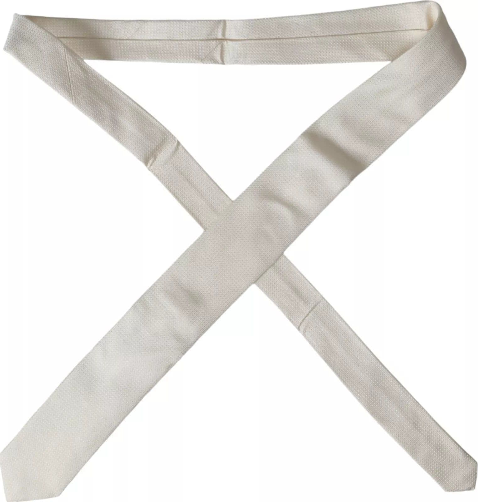 Off White Patterned Silk Classic Adjustable Tie - 5