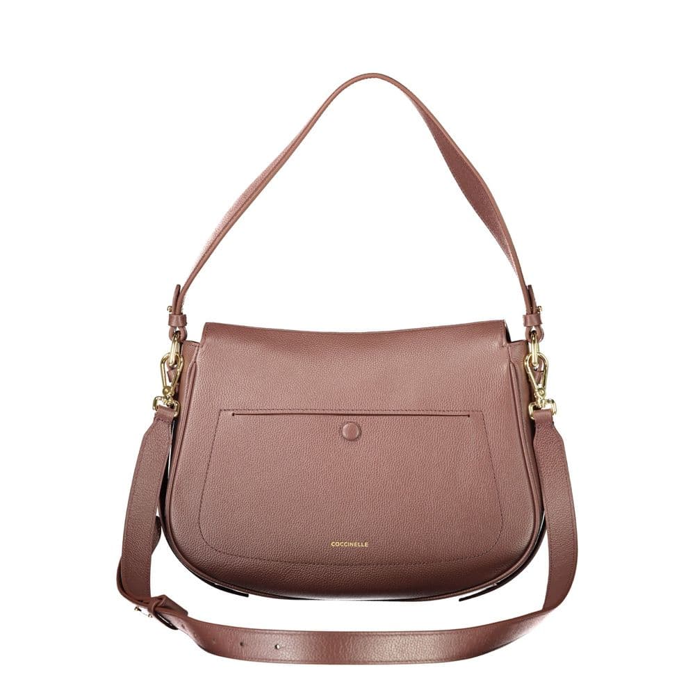 Brown Leather Women's Bag with Removable Strap and Compartments - 2