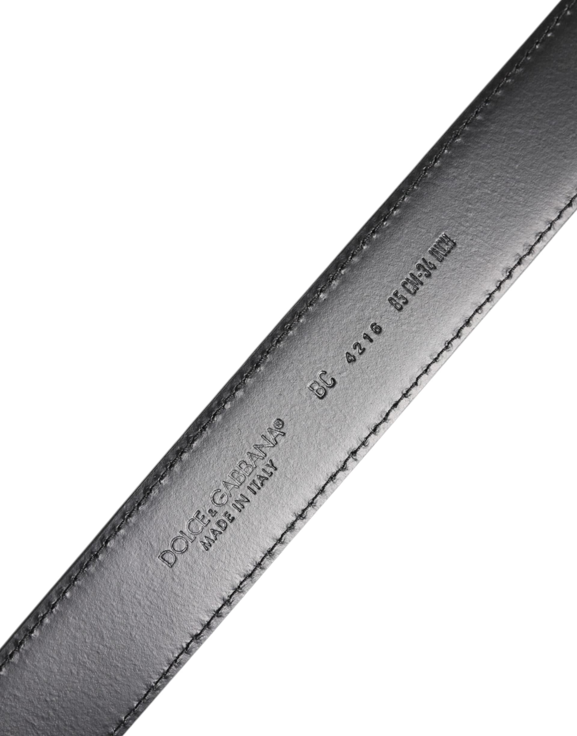 Black Classic Calf Leather Silver Buckle Belt - 5