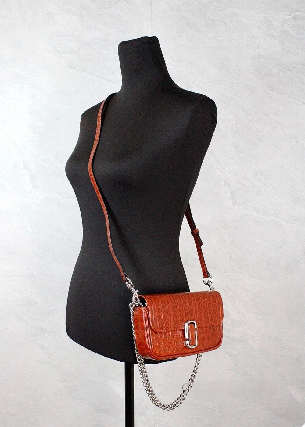 Marc Jacobs The Mini Shoulder Bag Spice Brown Embossed Leather Crossbody Bag - 2
